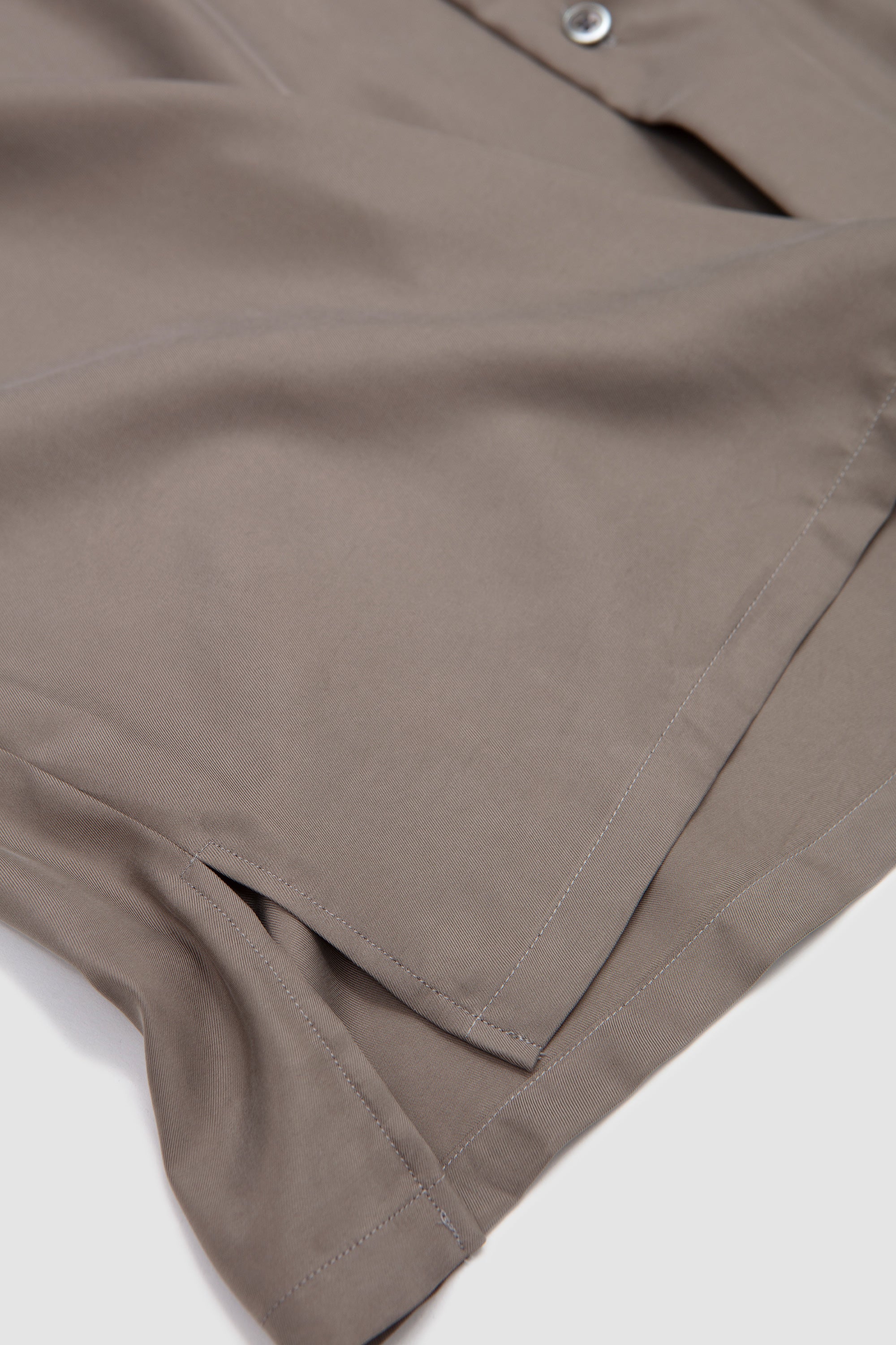 Cupro Twill Oversized Open Collar SS Shirt Taupe