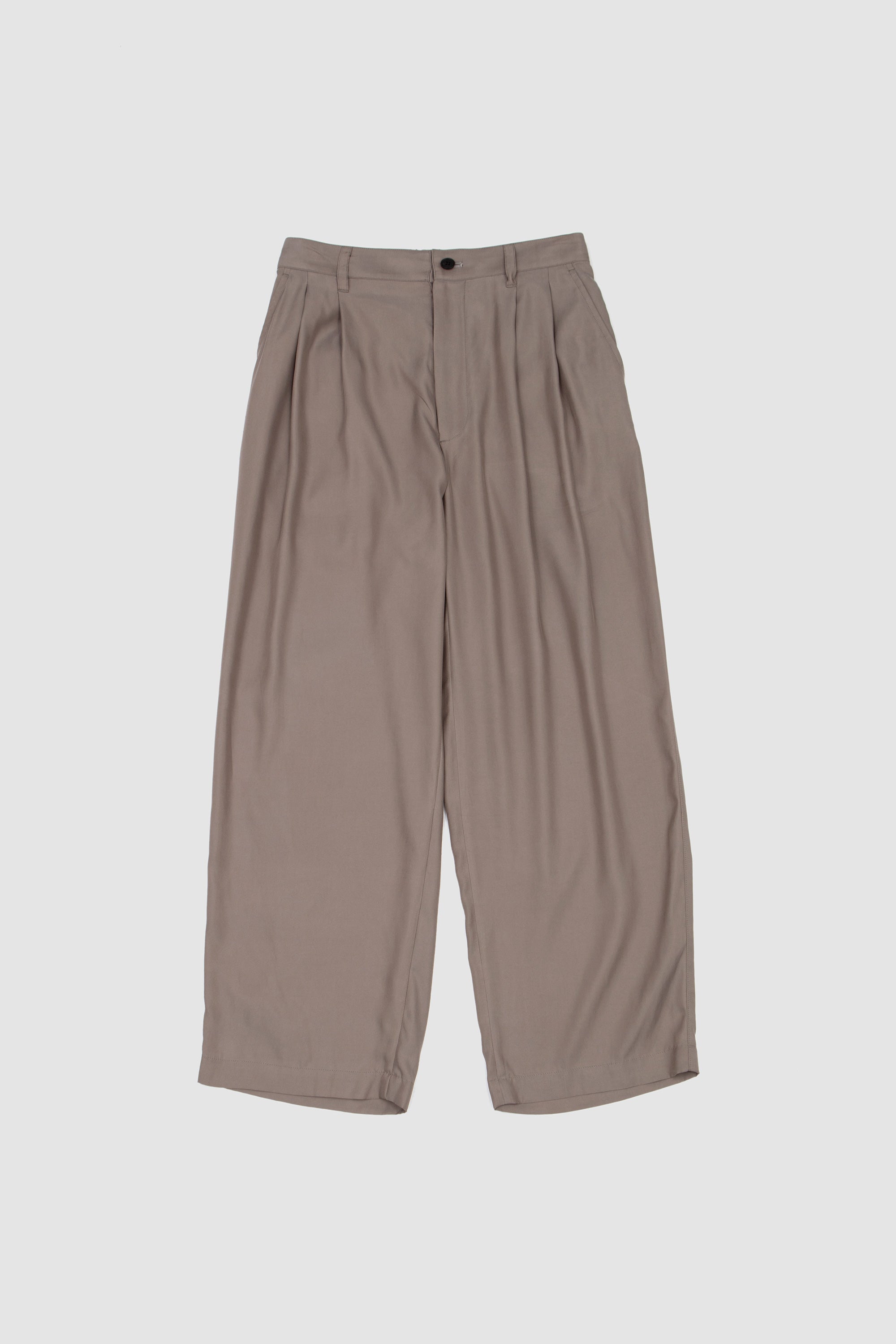 Cupro Twill Wide Wide Easy Trousers Taupe_1