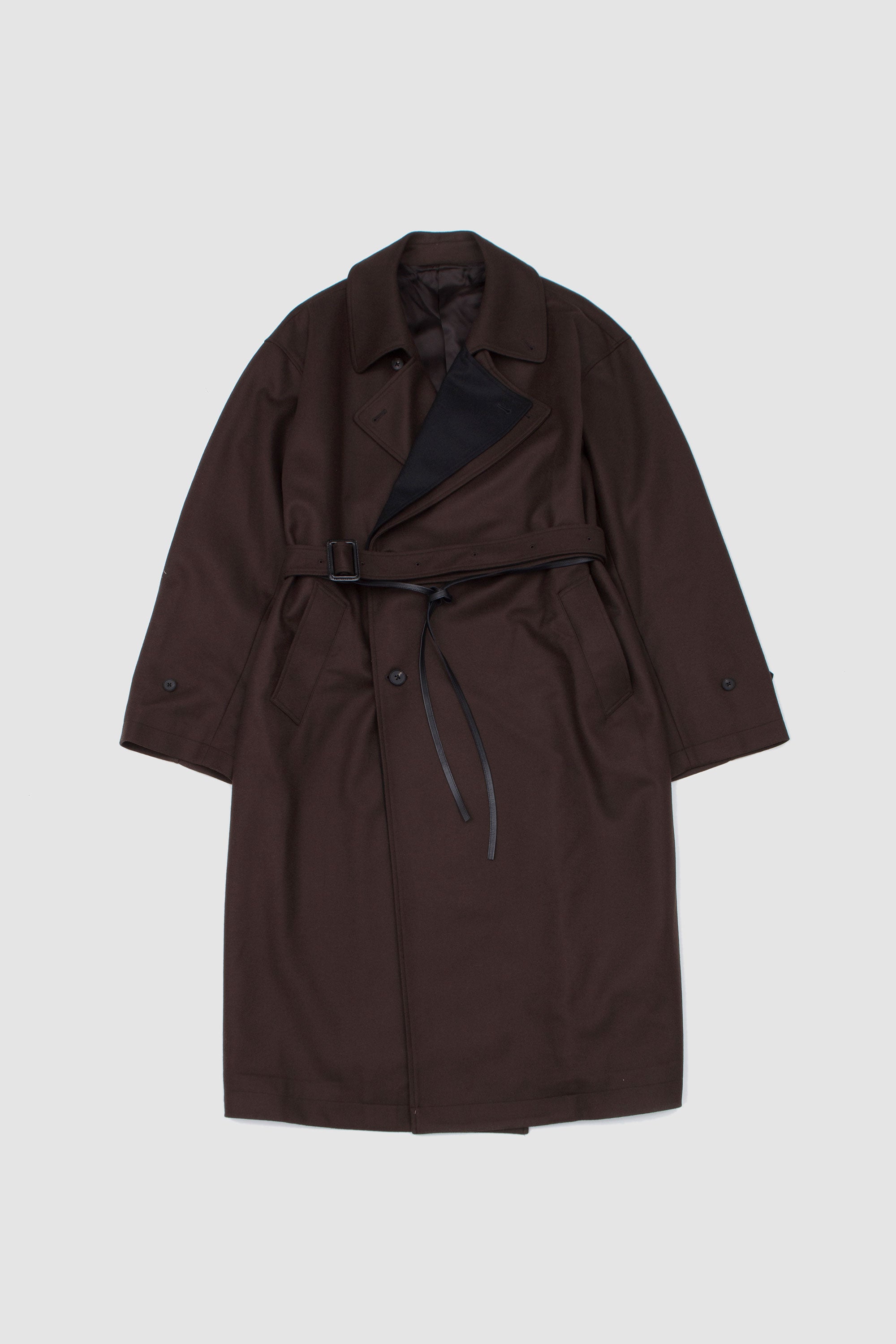 Double Lapeled Double breasted Coat Grey Brown