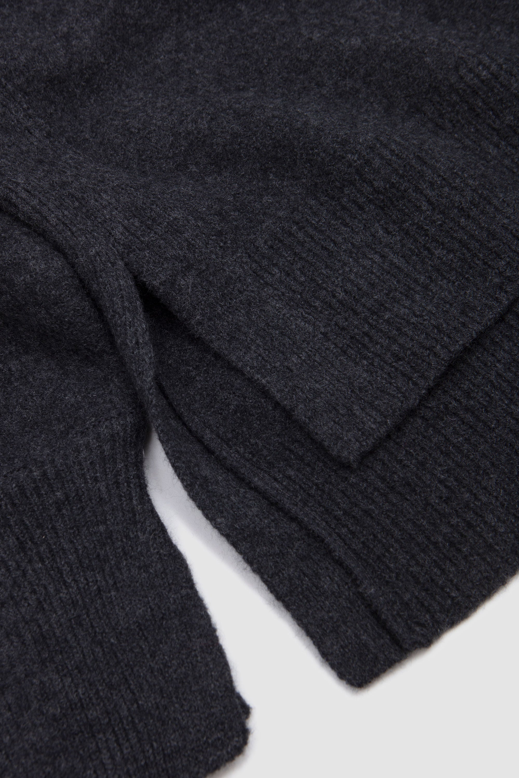 Extra Fine Wool Knit Boat Neck Sweater Charcoal