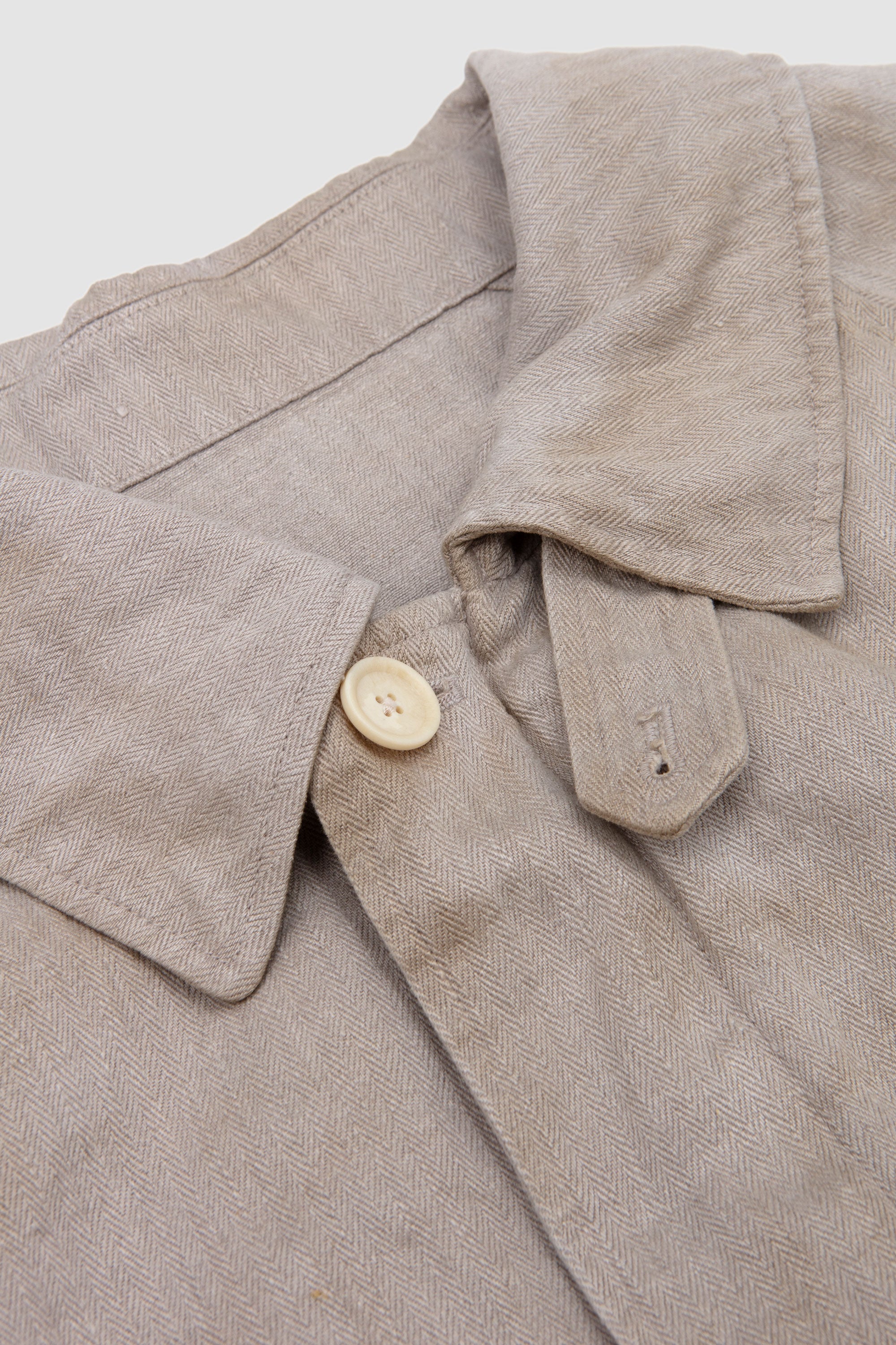 Heavy Linen Herringbone Zip Jacket Natural