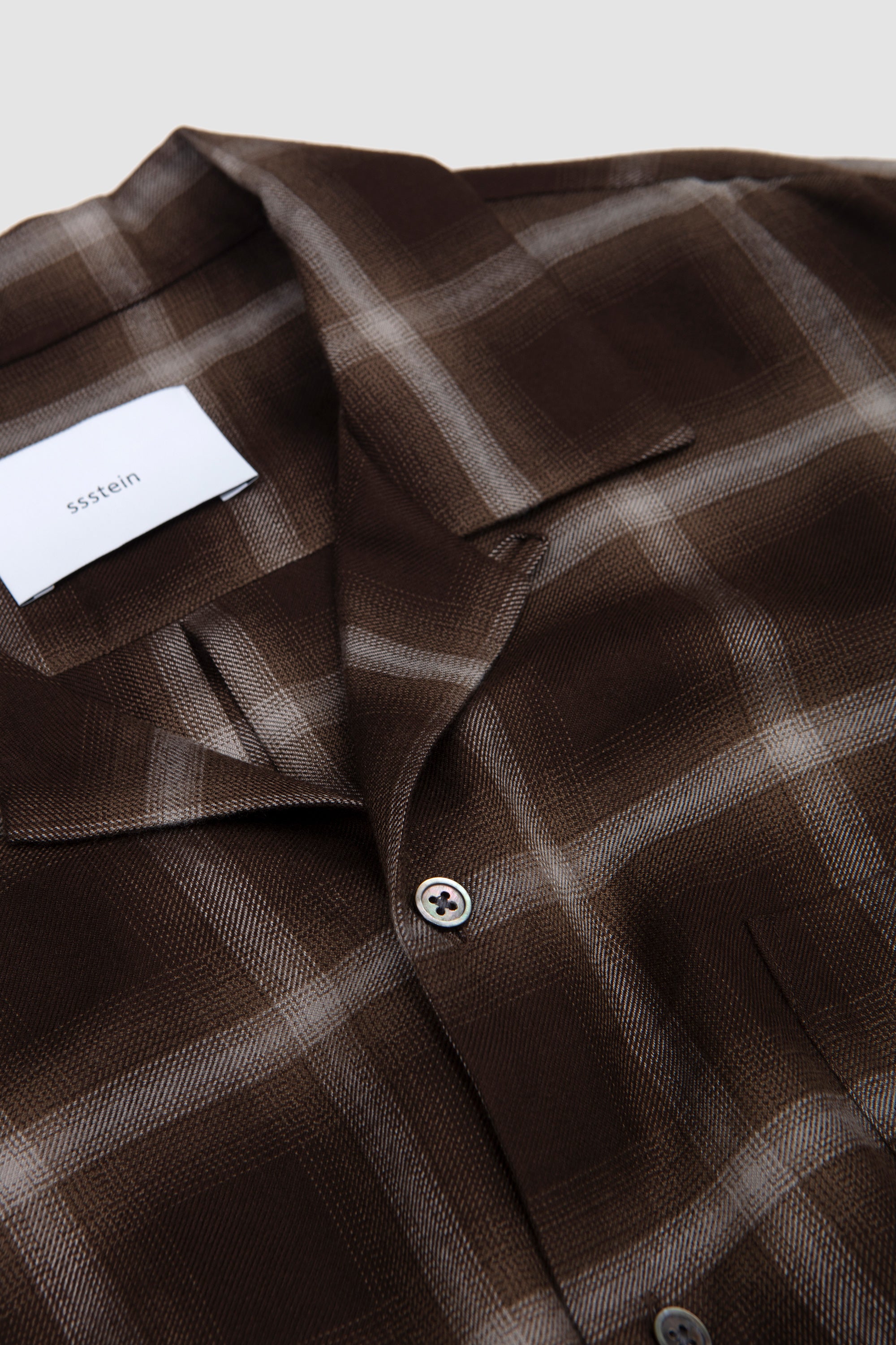Ly/Vis Check Oversized Open Collar SS Shirt Brown Ombre