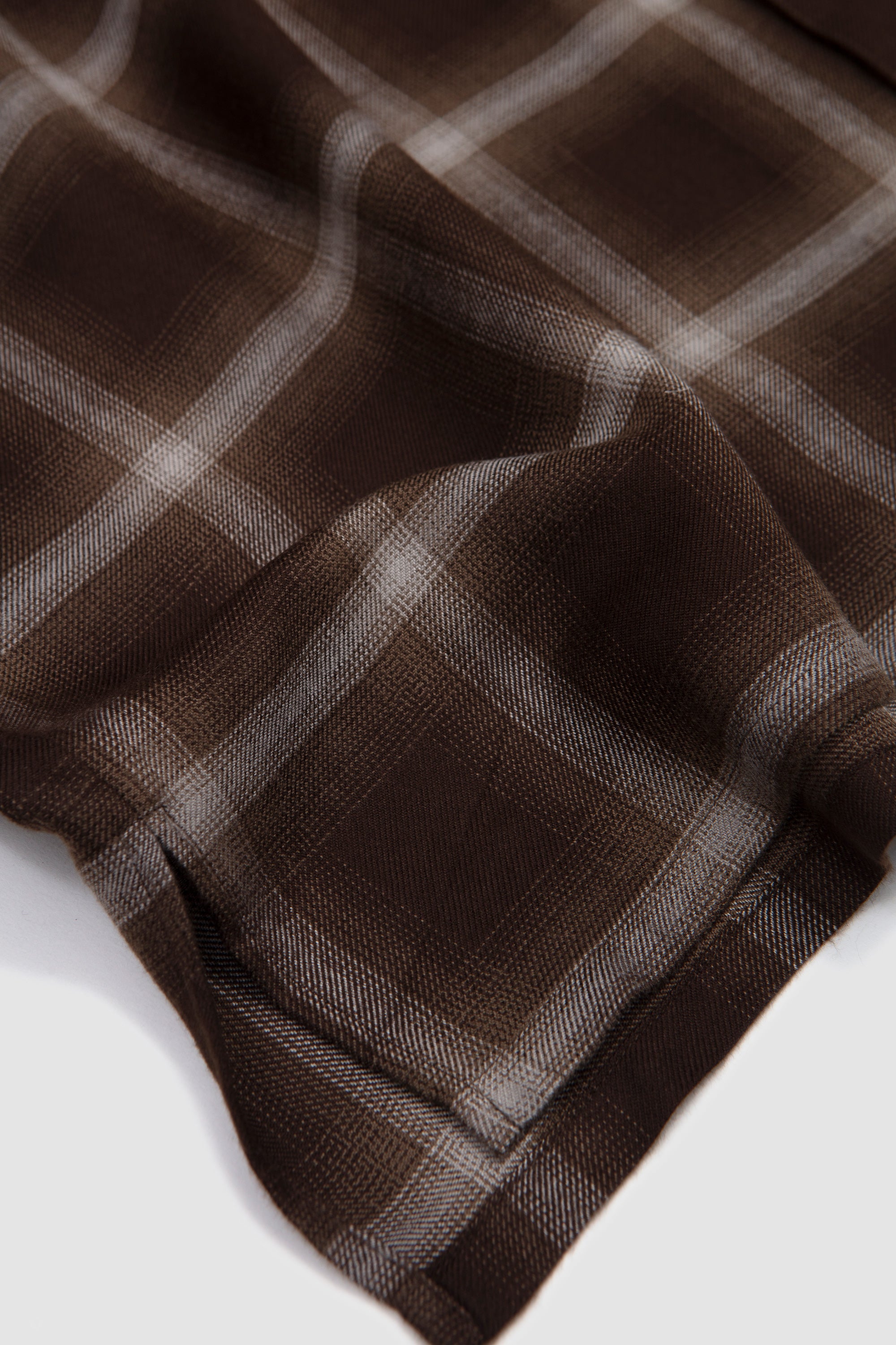 Ly/Vis Check Oversized Open Collar SS Shirt Brown Ombre