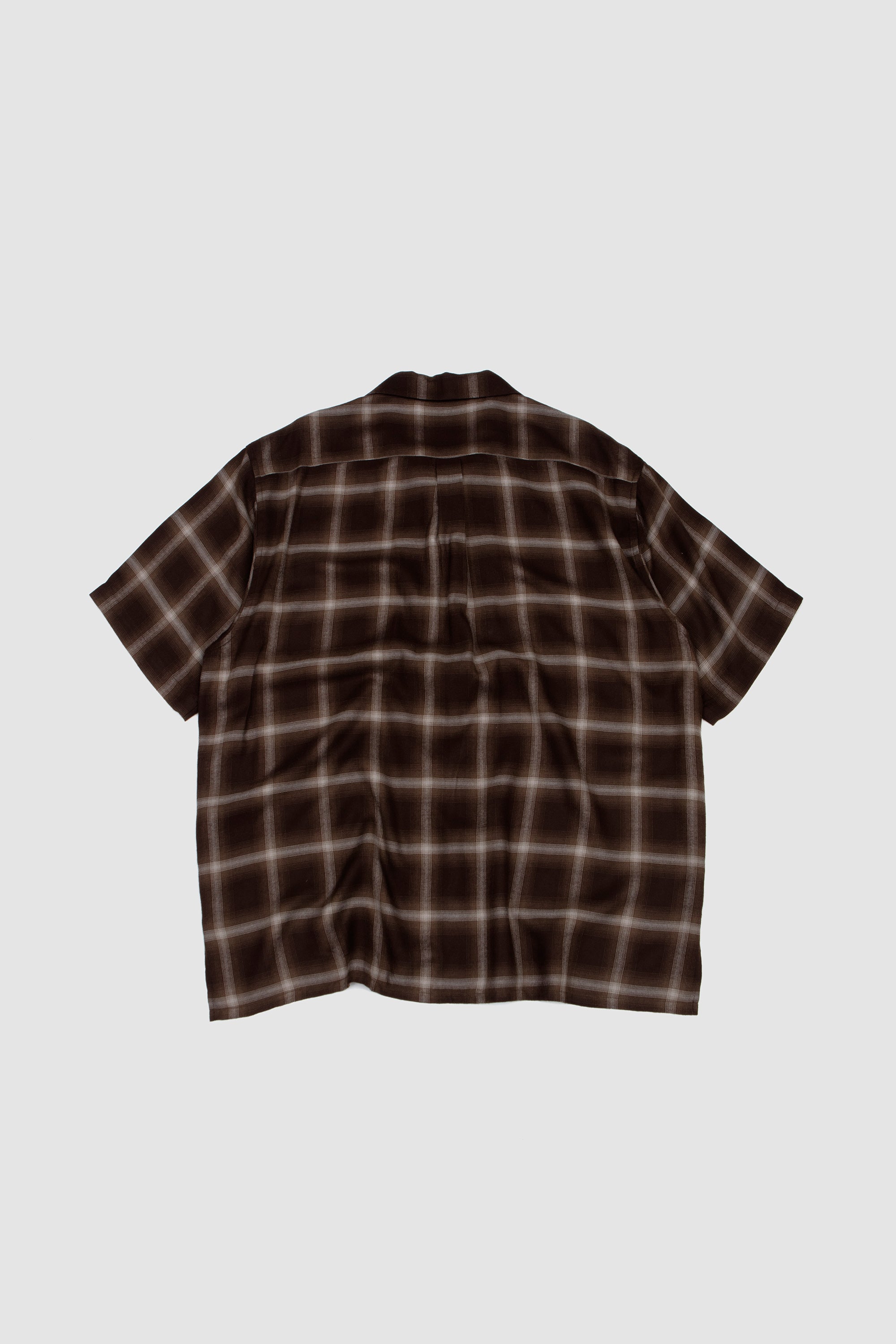 Ly/Vis Check Oversized Open Collar SS Shirt Brown Ombre_4