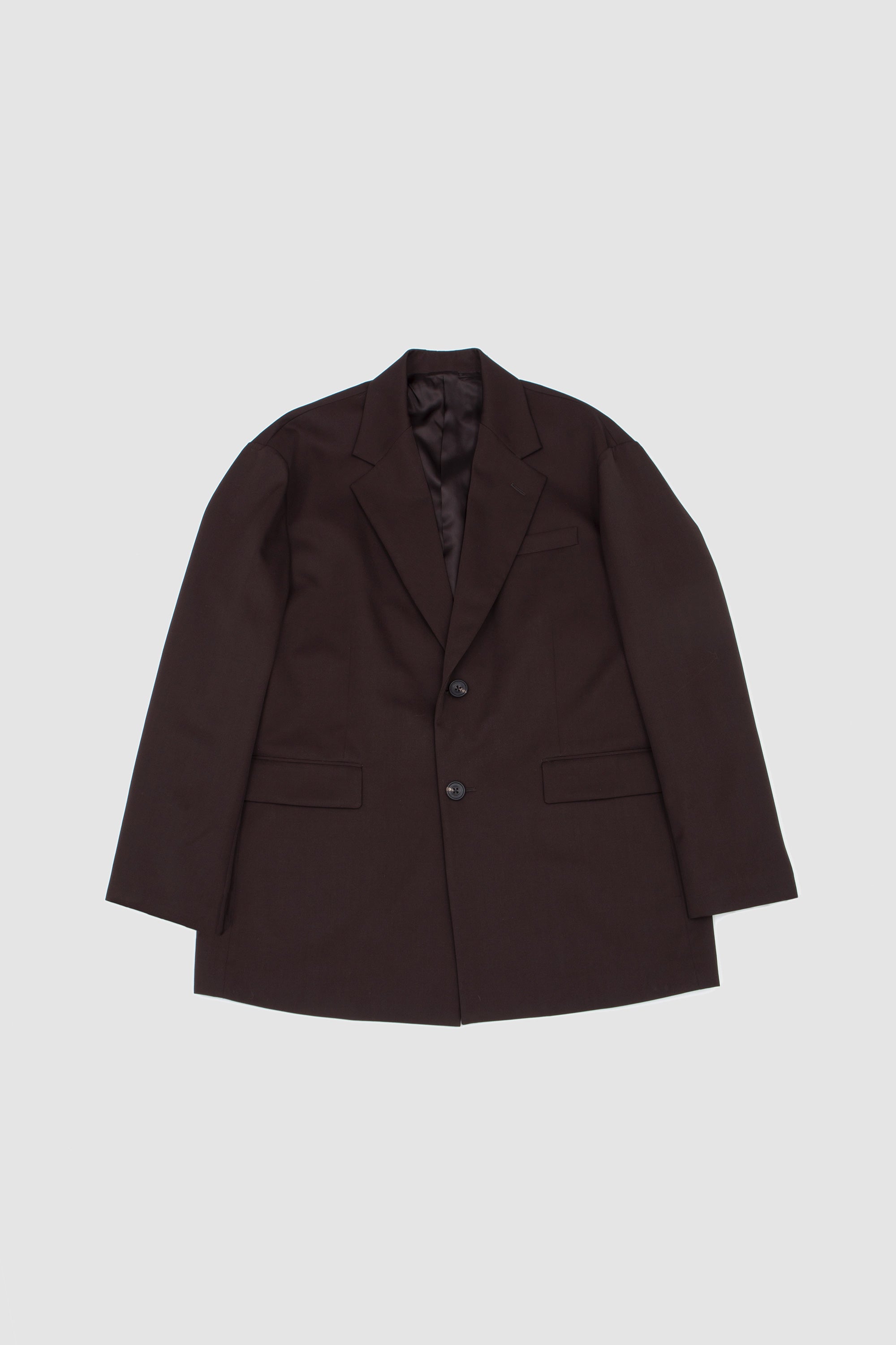Oversized Single Breasted Long Jacket Dark Brown_1