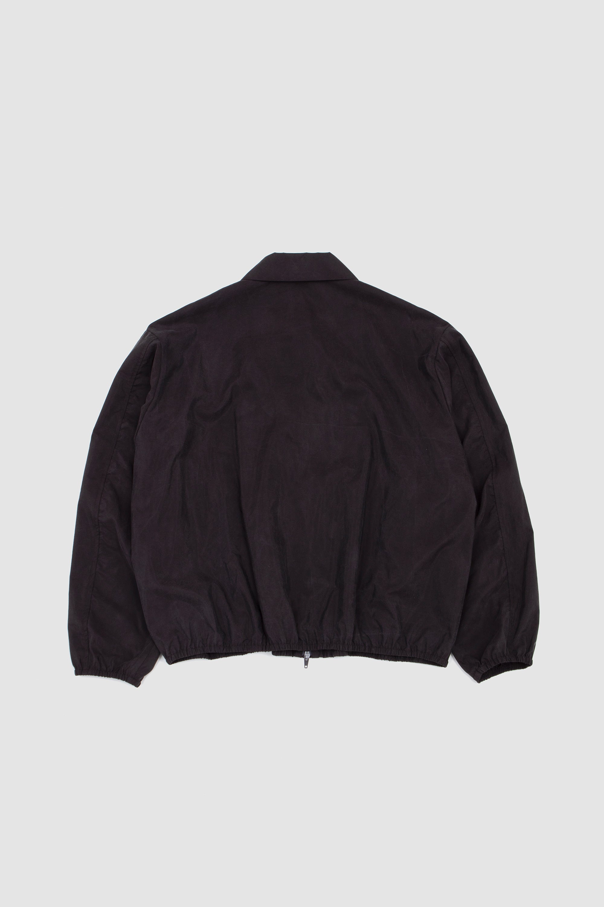 Silk Nylon Collared Zip Jacket Charcoal Brown_4