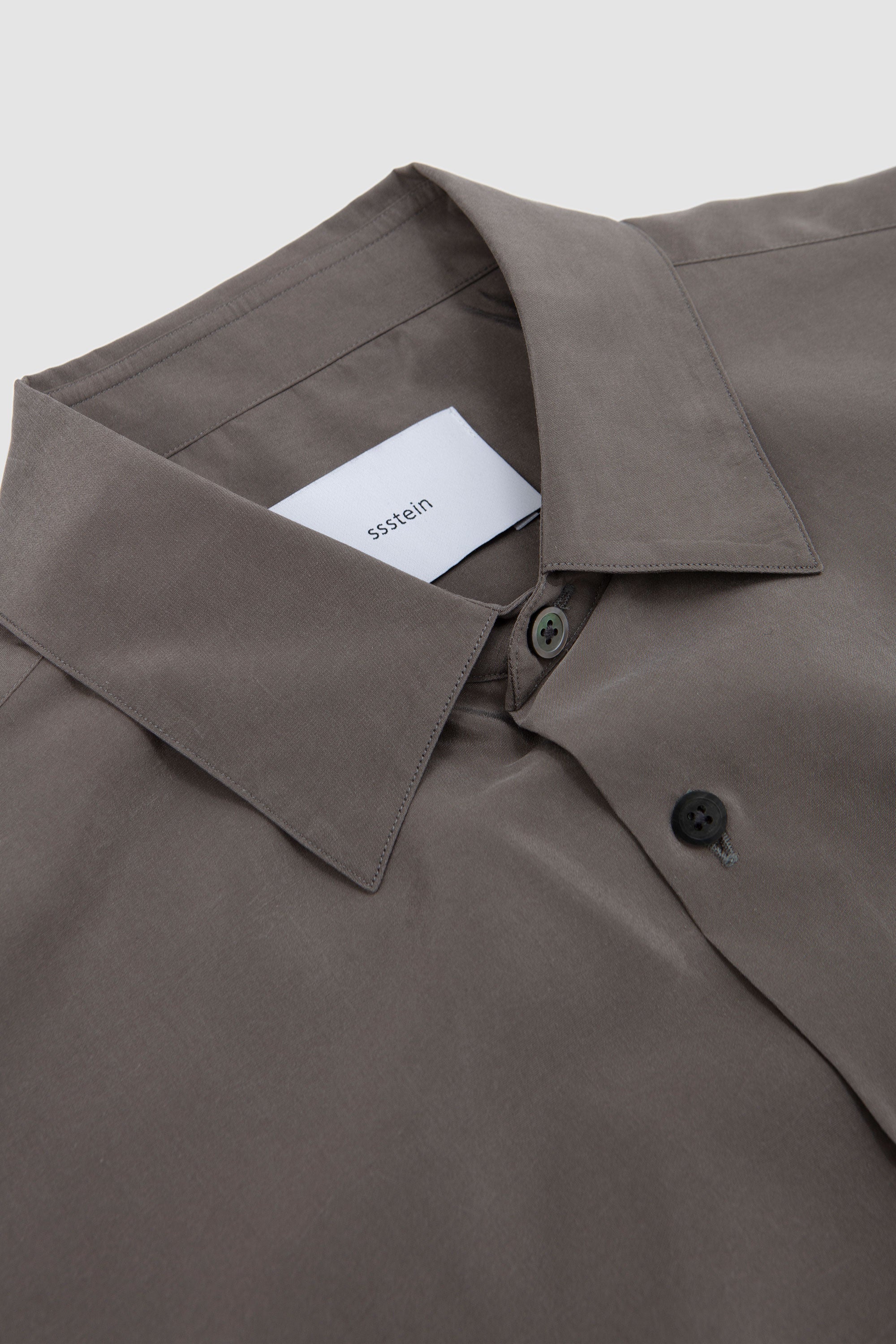 Silk/Nylon Oversized Down Pat Shirt Taupe_2