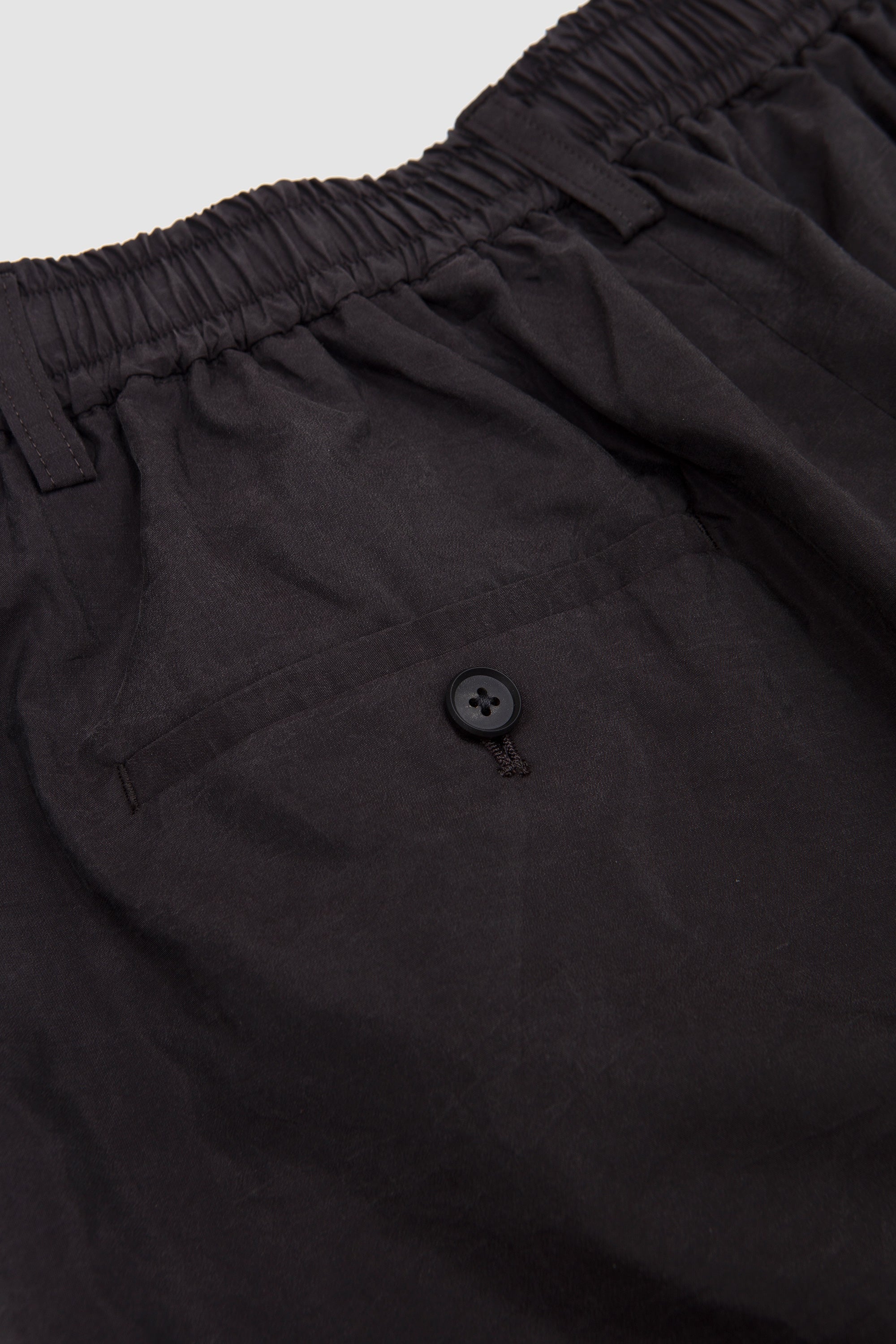 Silk Nylon Wide Easy Short Trouser Charcoal Brown