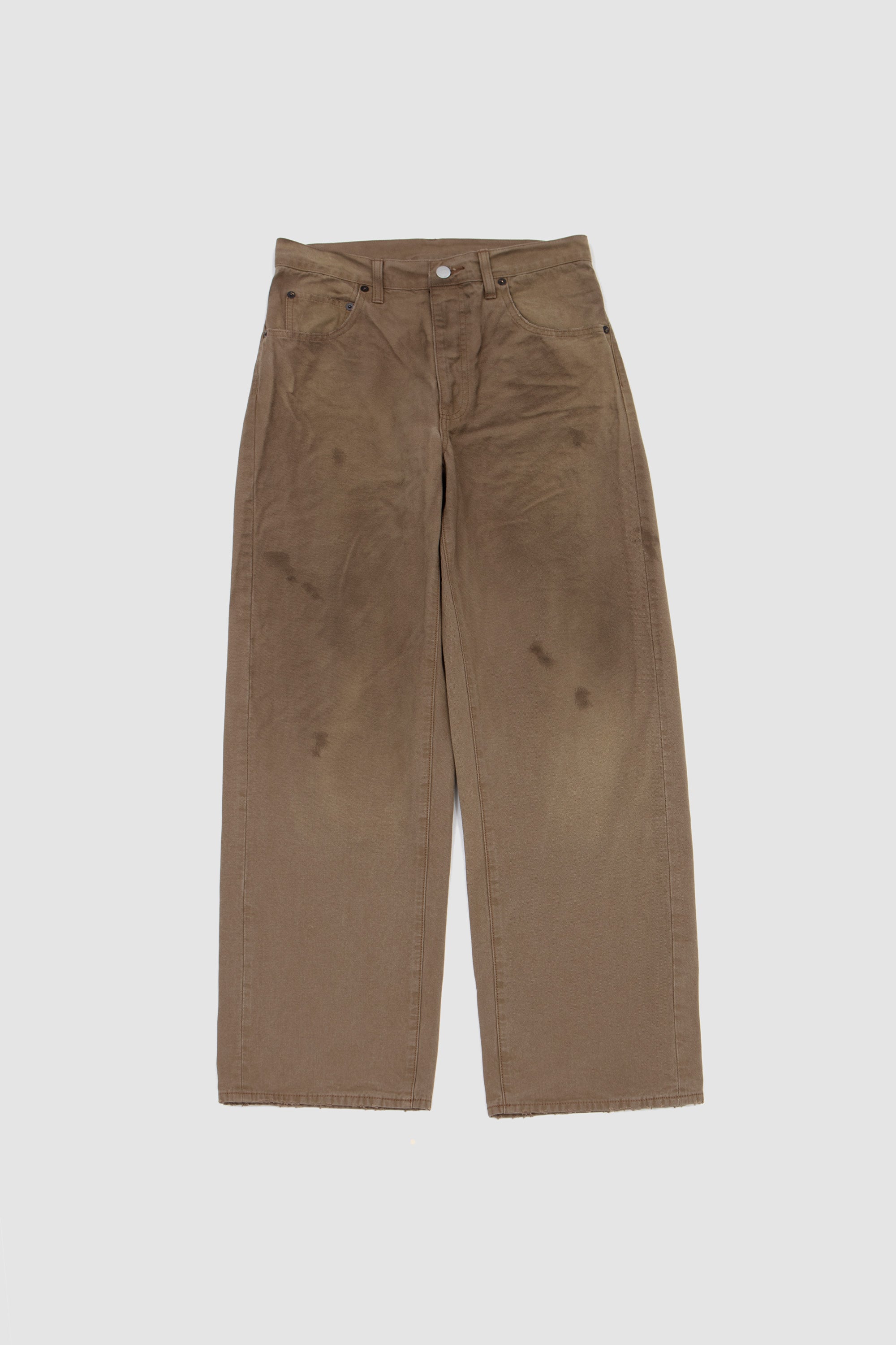 Sulfur Dyed Oxford Vintage Wide Pants Khaki Beige_1