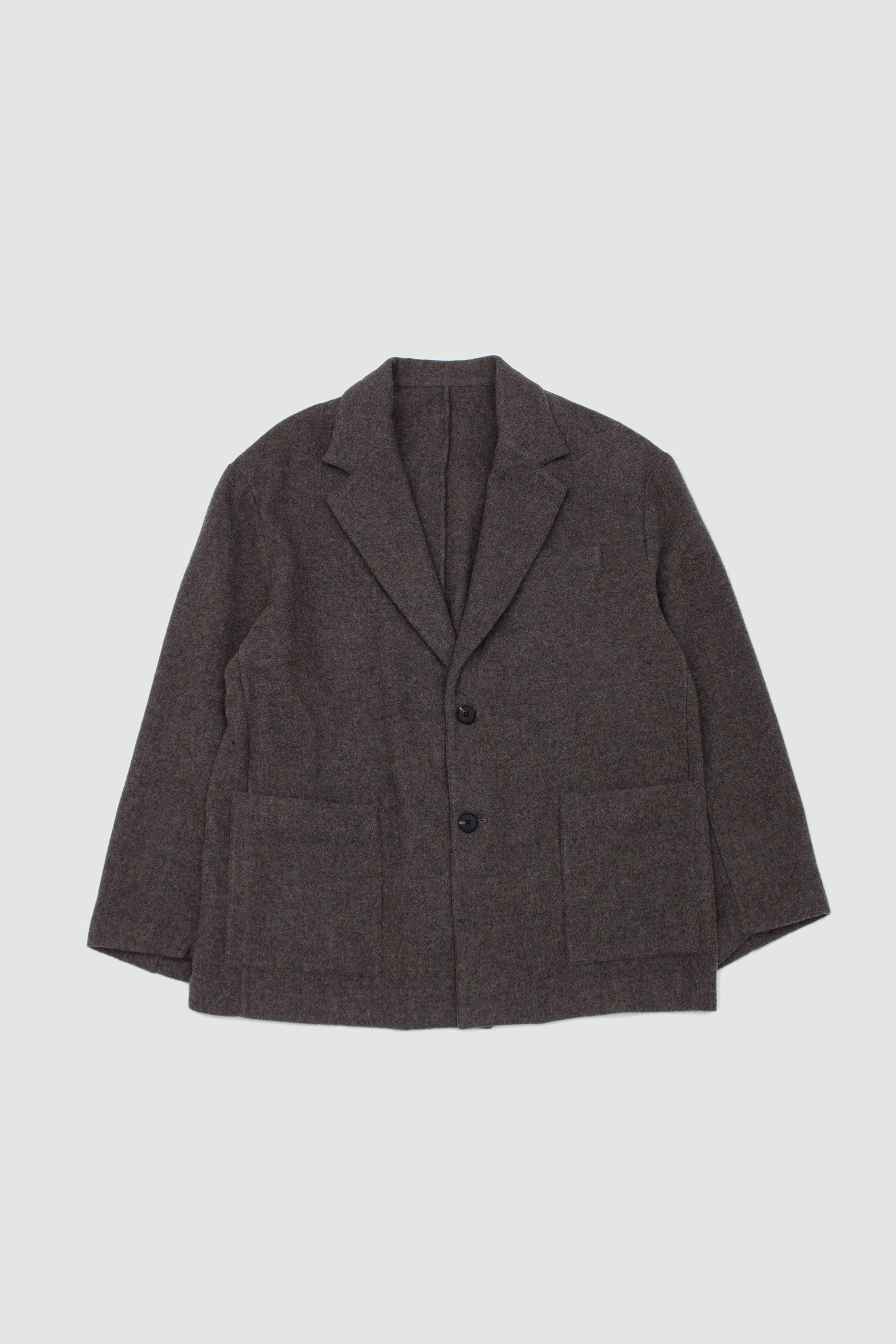 Wool/Cashmere Fleece Single Breasted Jacket Grey Brown