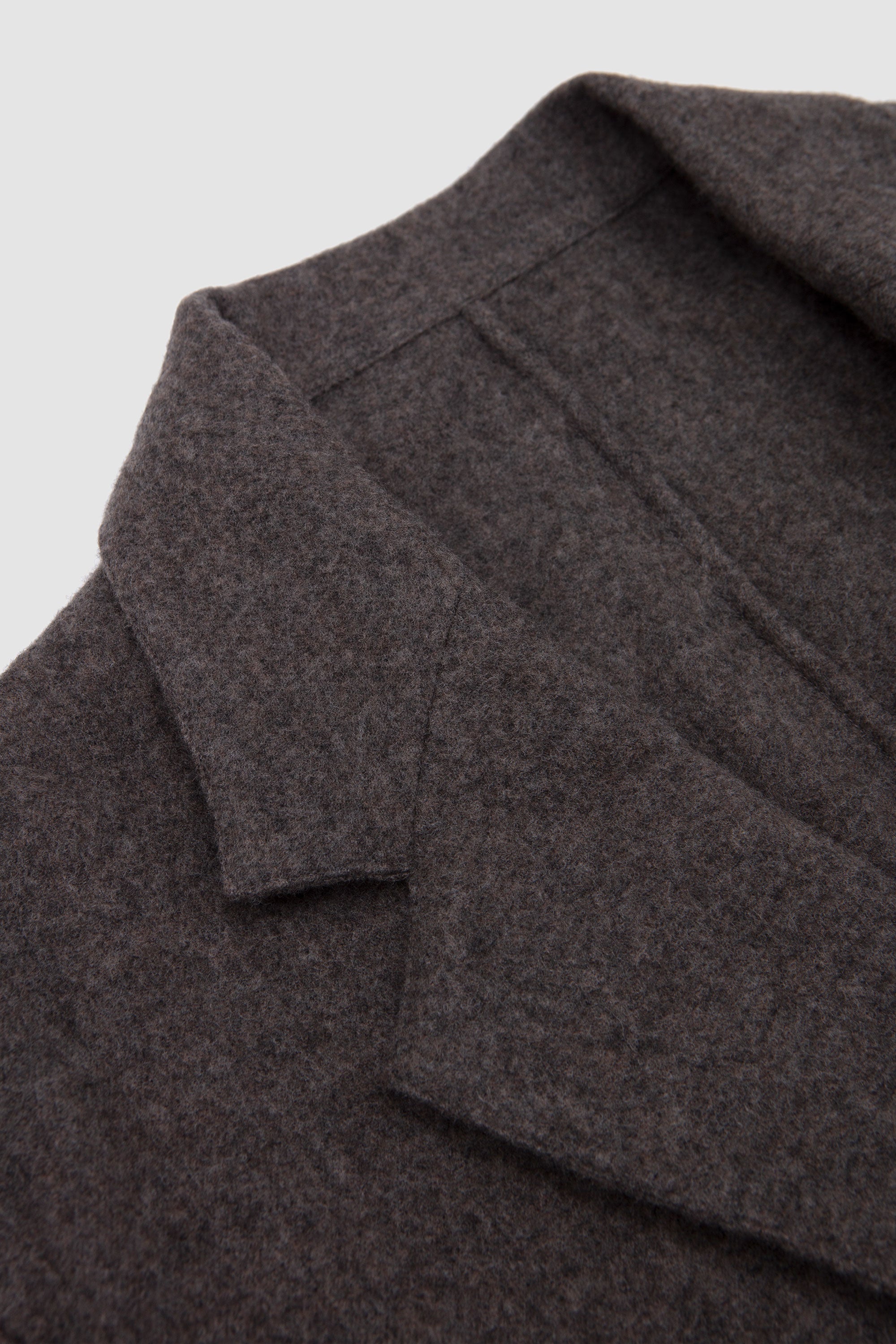 Wool/Cashmere Fleece Single Breasted Jacket Grey Brown