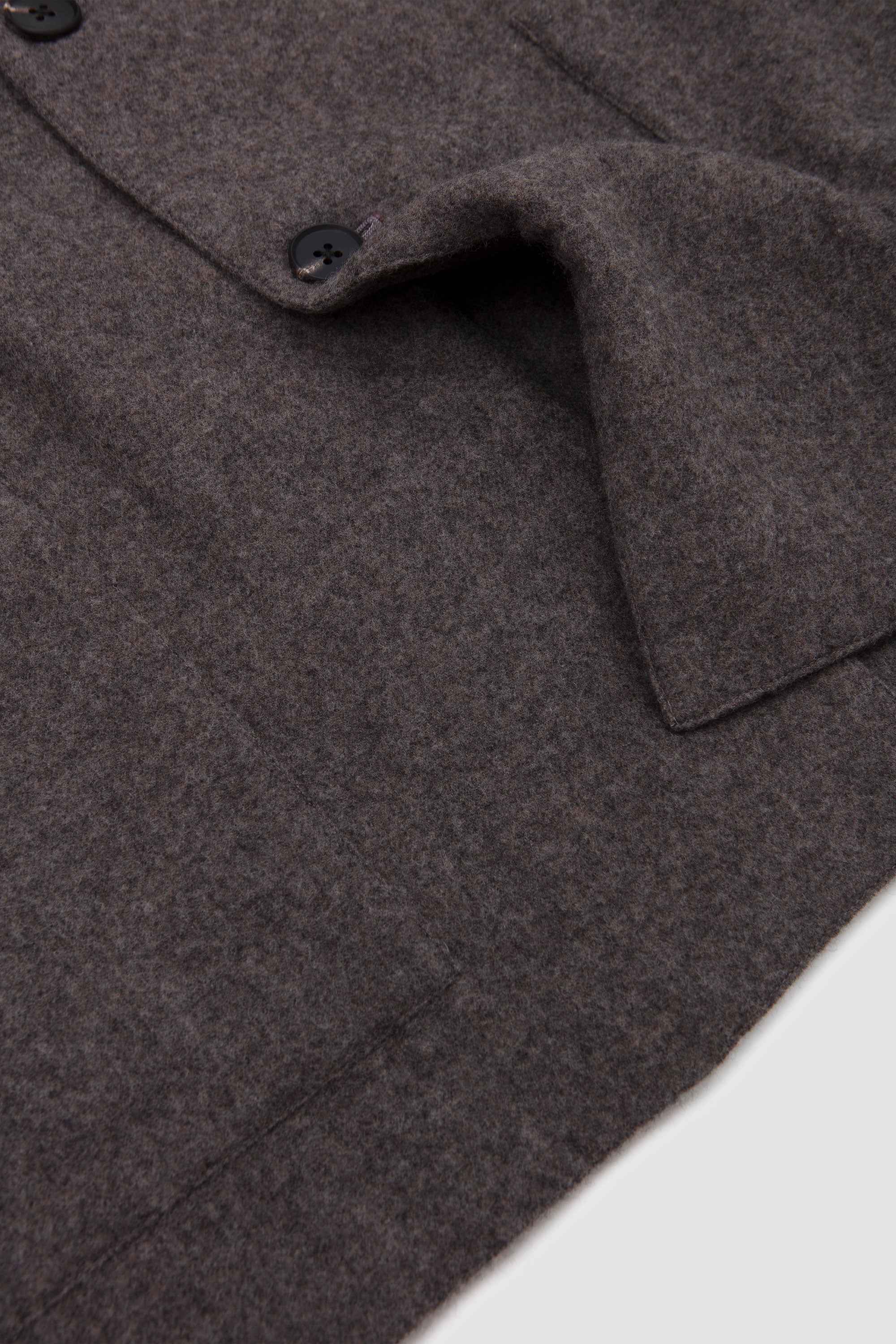 Wool/Cashmere Fleece Single Breasted Jacket Grey Brown