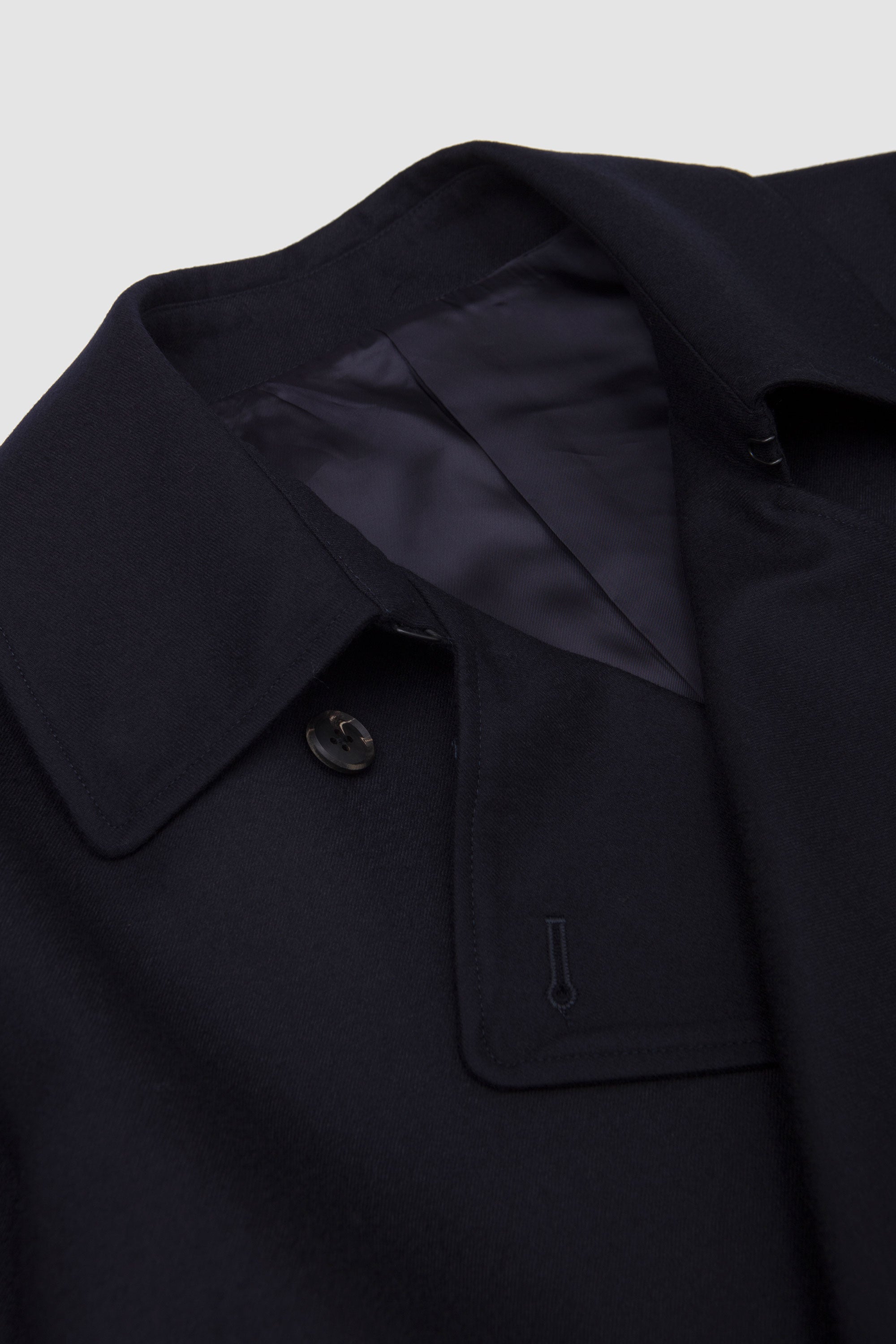 Wool Flannel Oversized Double Breasted Coat Dark Navy