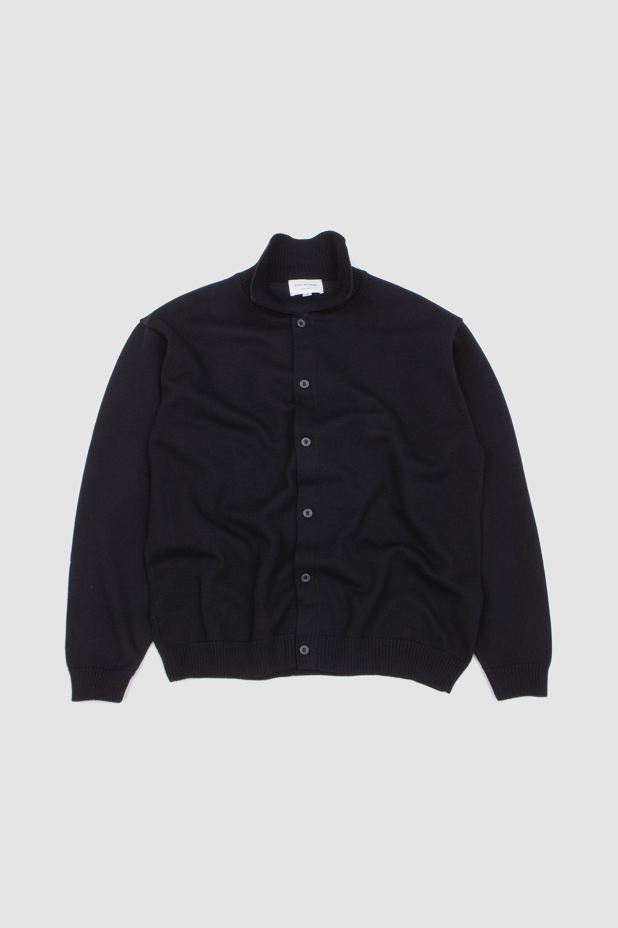10G Polo Cardigan Black