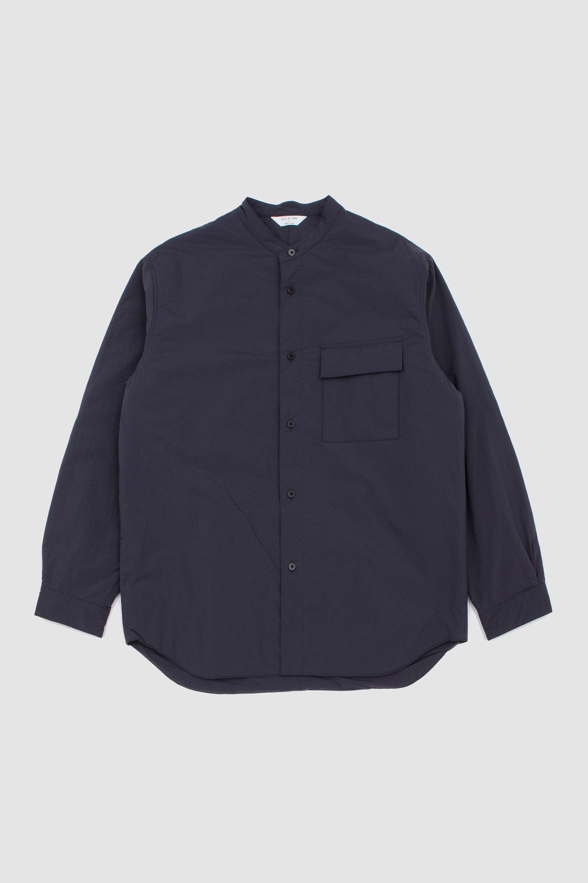 Band Collar Padded Shirt Charcoal_1