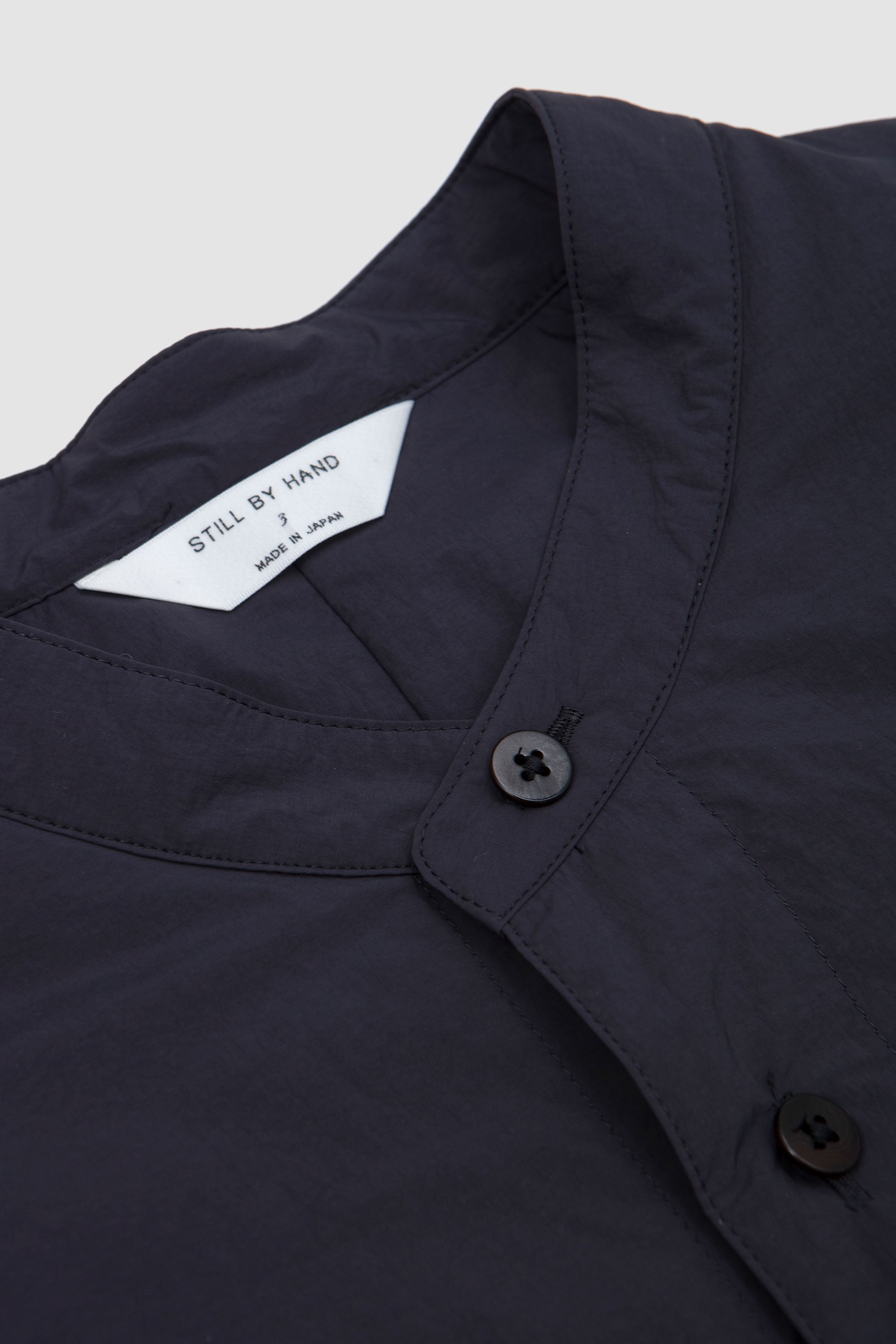 Band Collar Padded Shirt Charcoal_2