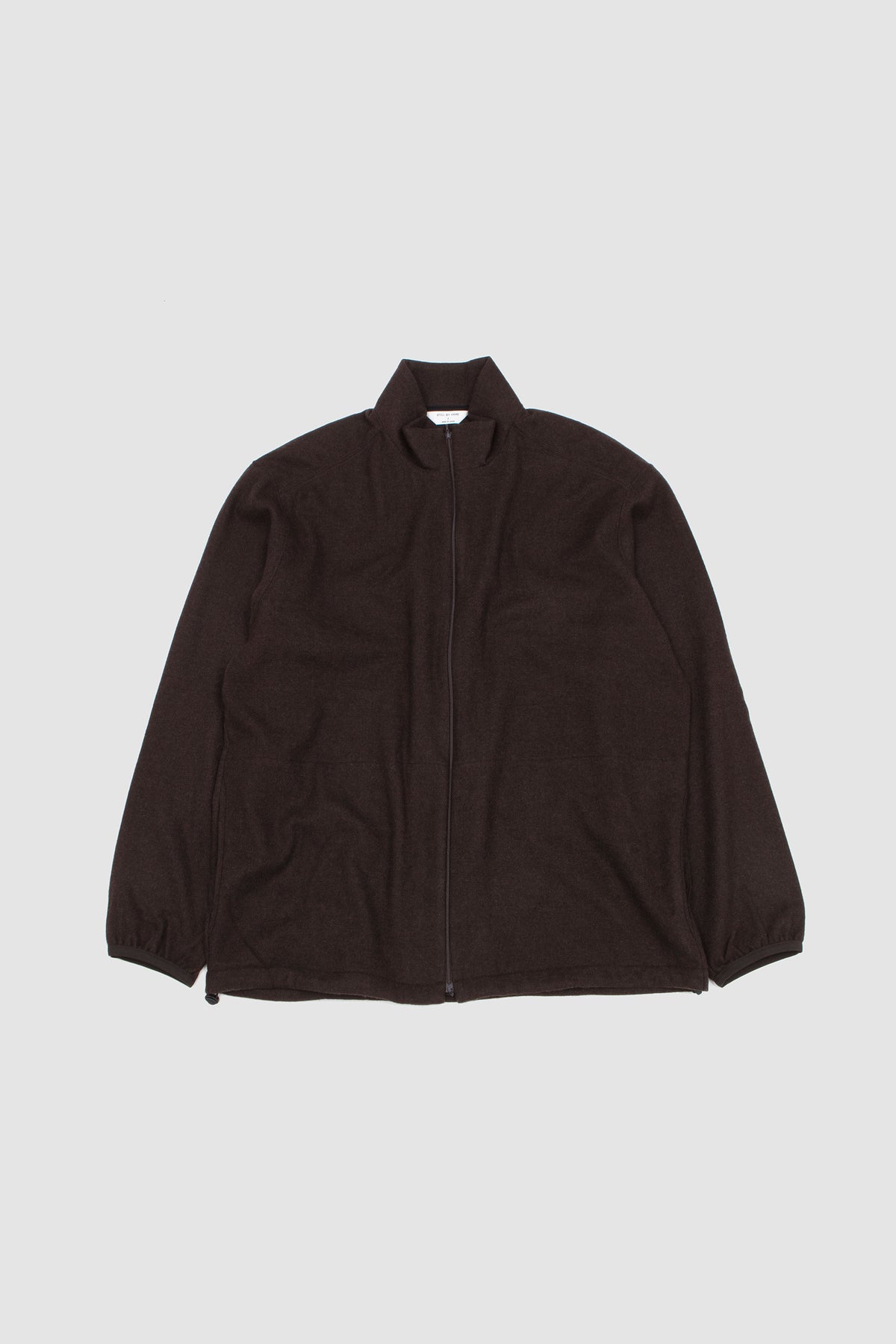 Cashmere Mixed High Neck Blouson Dark Brown_1