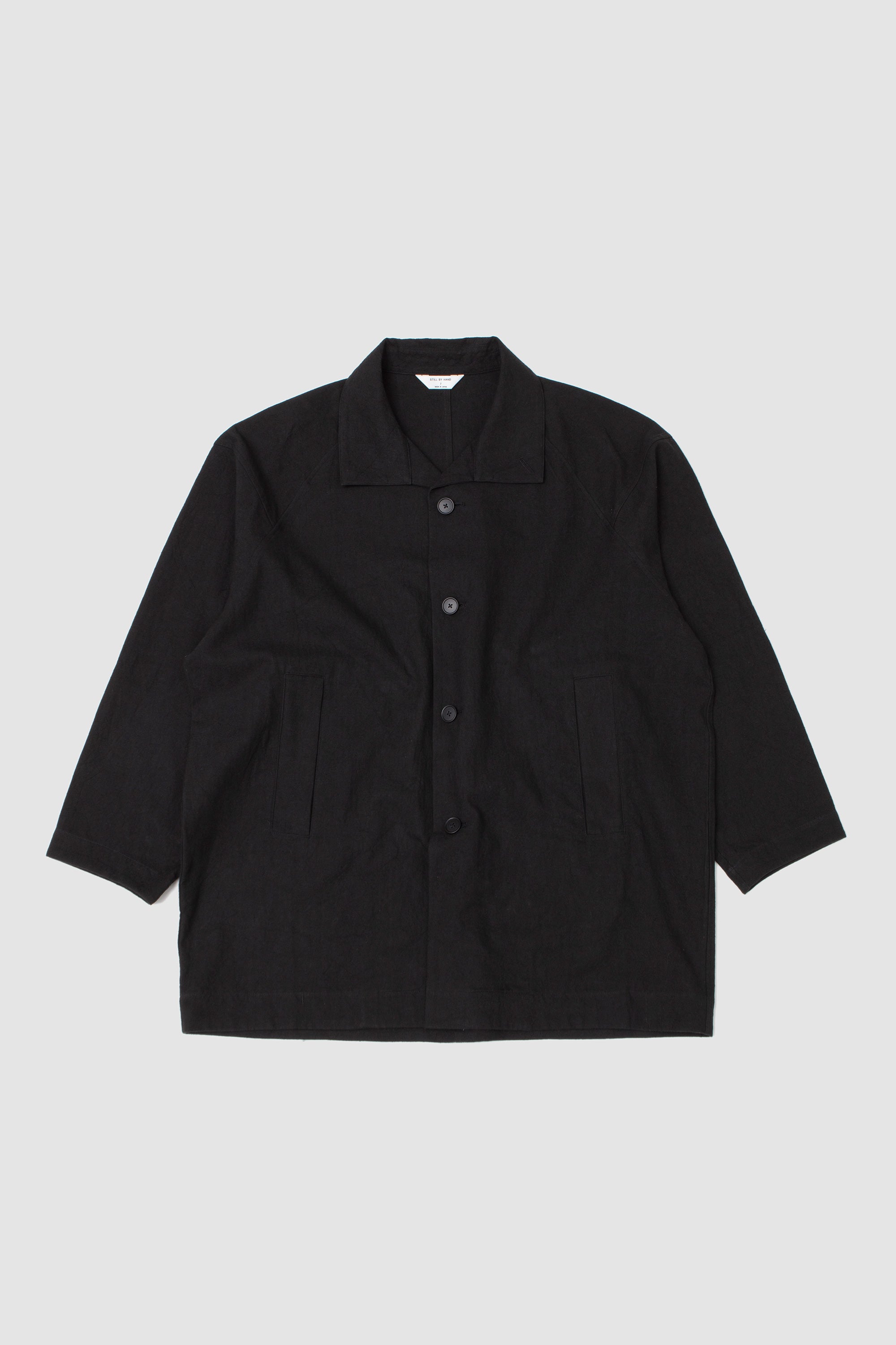 Cotton/Linen Half Coat Black_1
