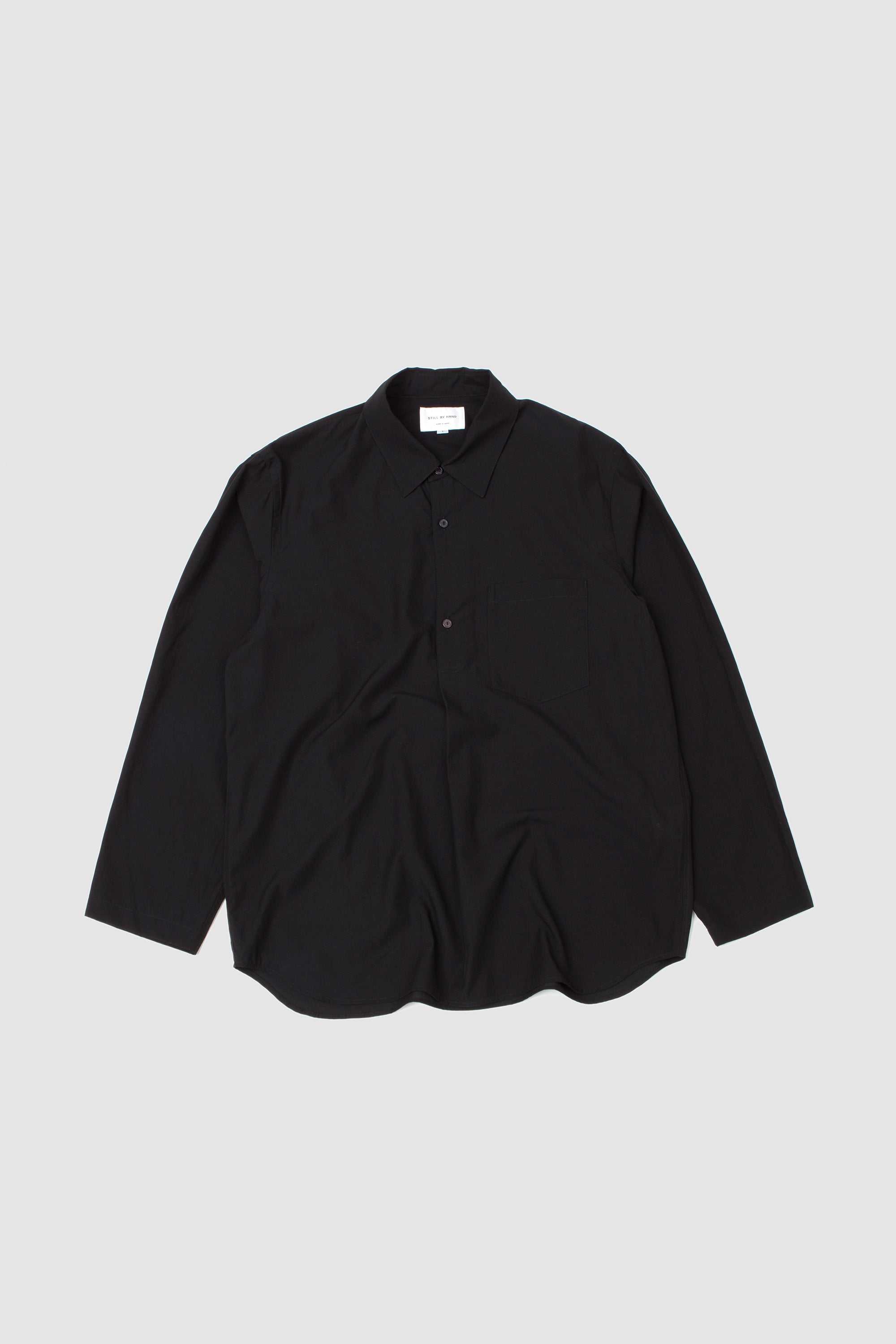 Cupro Mixed Pullover Shirt Ink Black_1