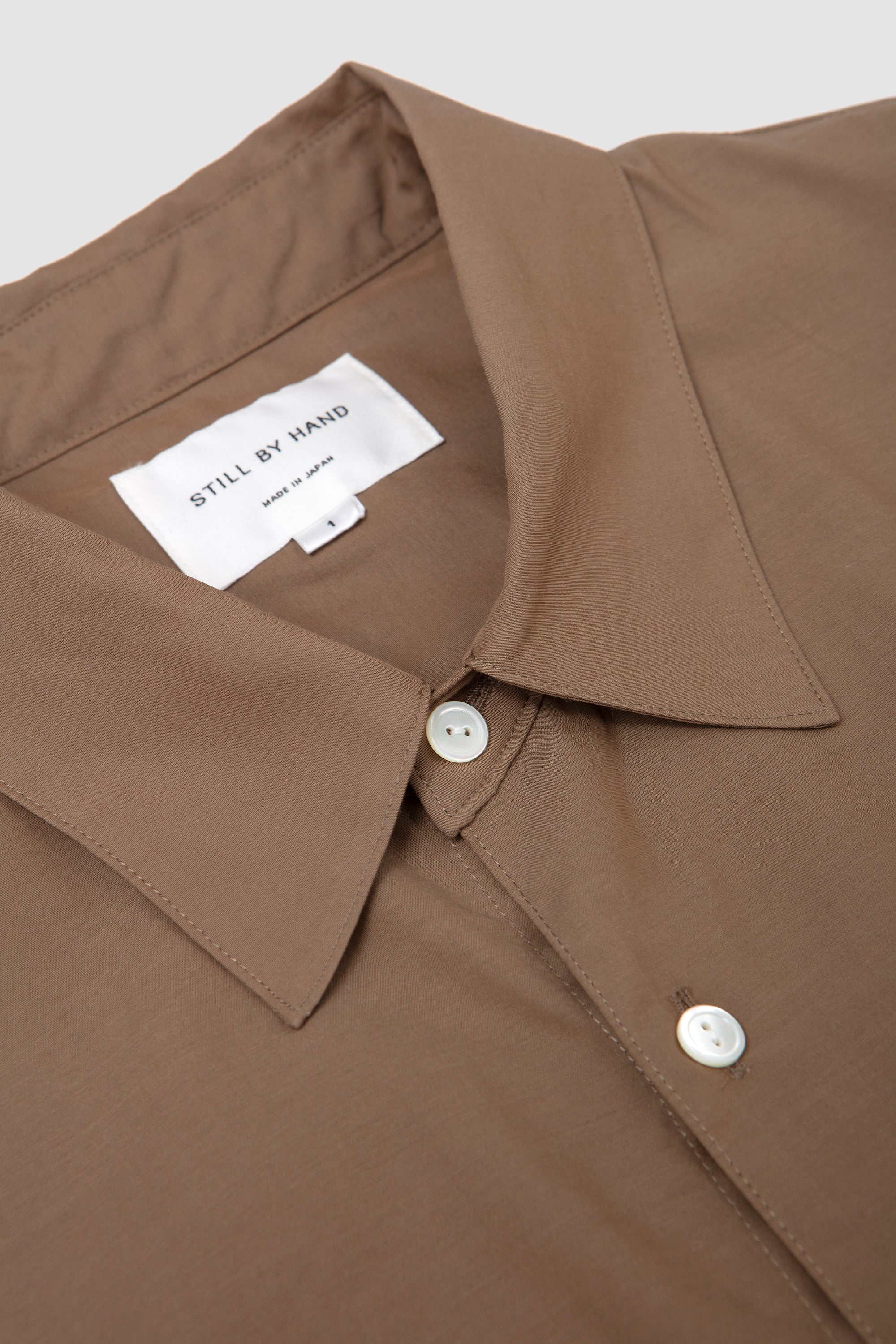 Cupro Mixed Pullover Shirt Khaki Brown_2