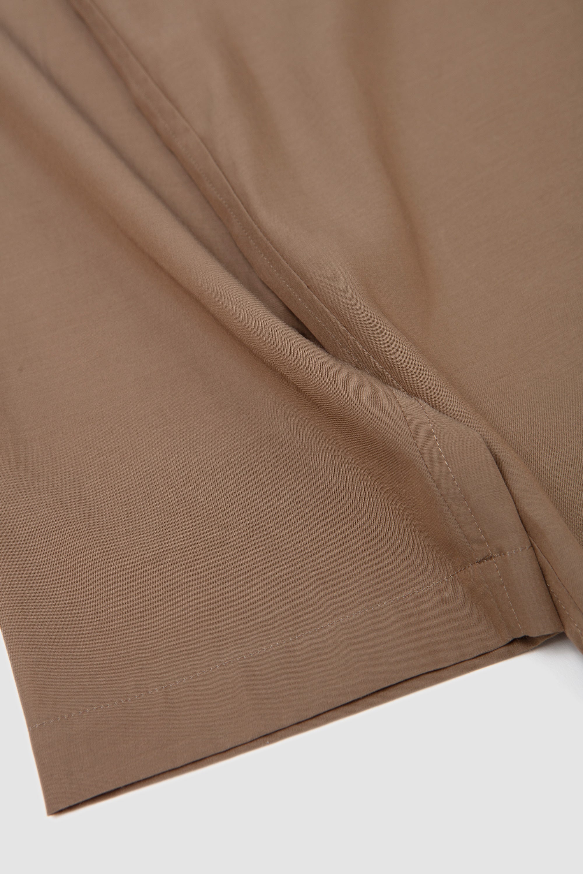 Cupro Mixed Pullover Shirt Khaki Brown_3