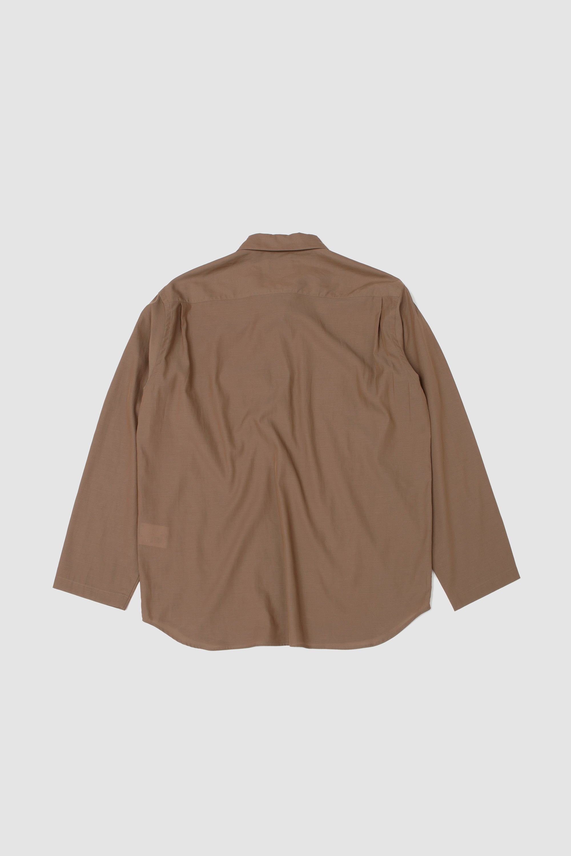 Cupro Mixed Pullover Shirt Khaki Brown_4