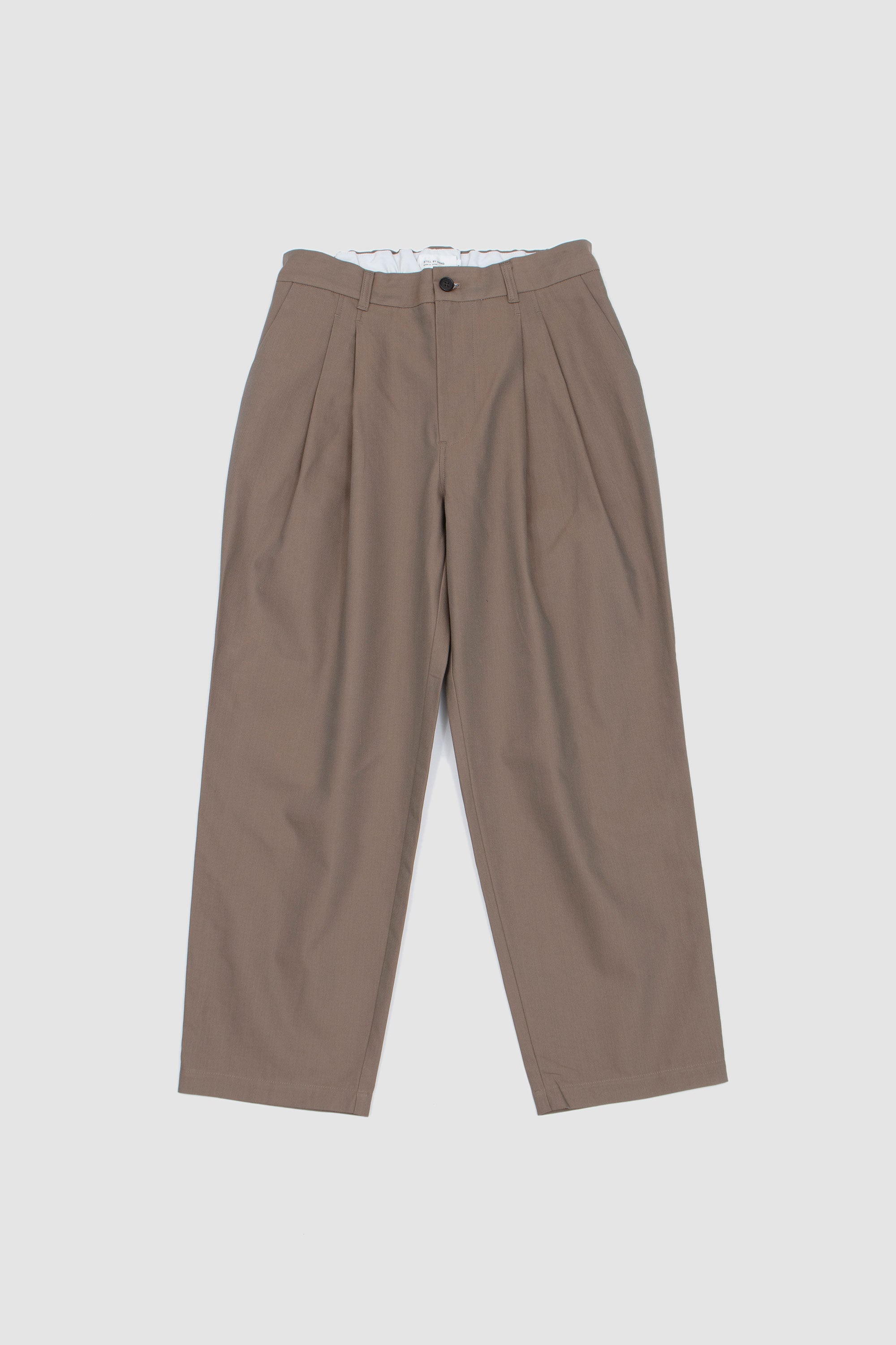 Deep Tuck Pressed Pants Olive_1