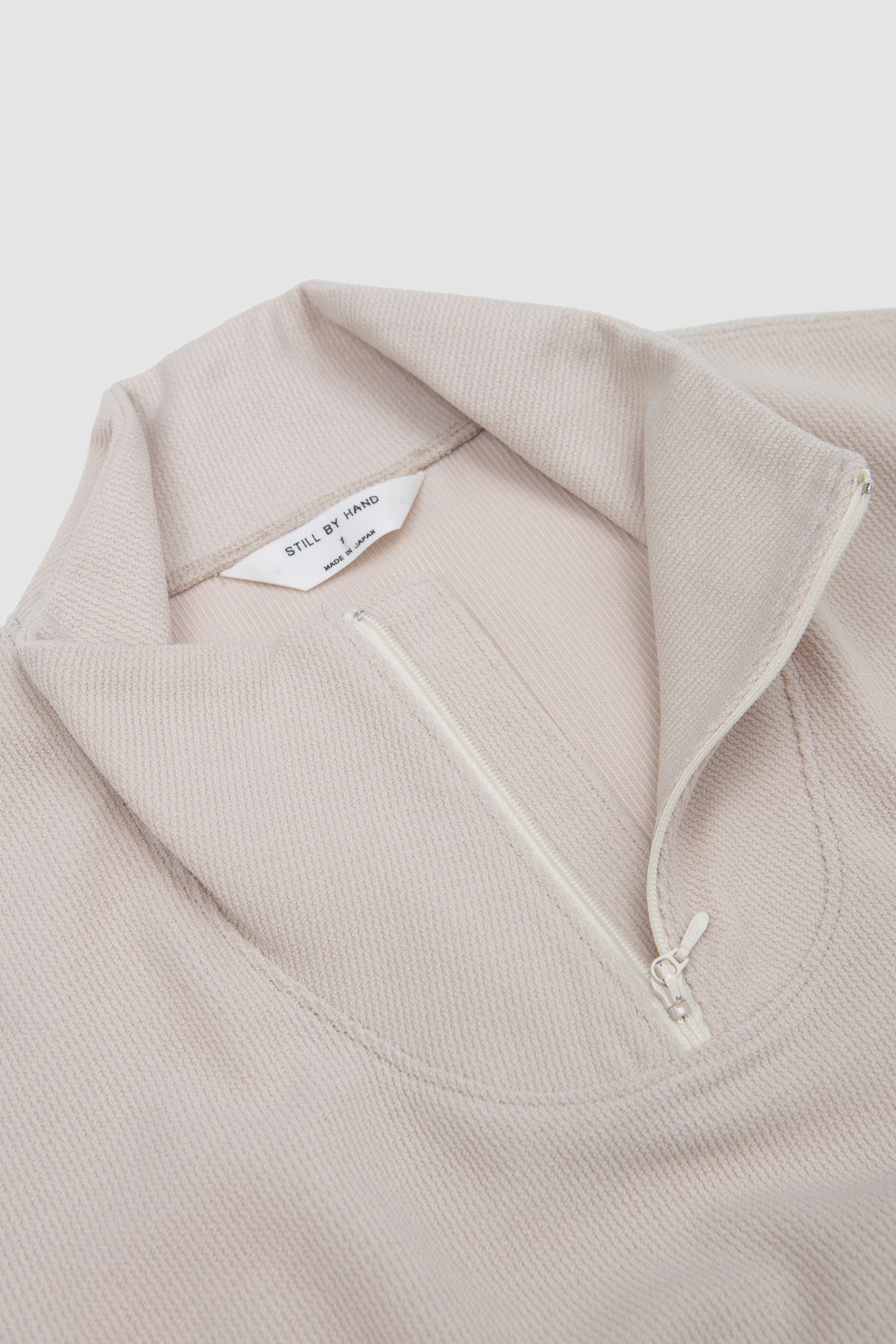 High Neck Zip Up Jumper Light Beige_2