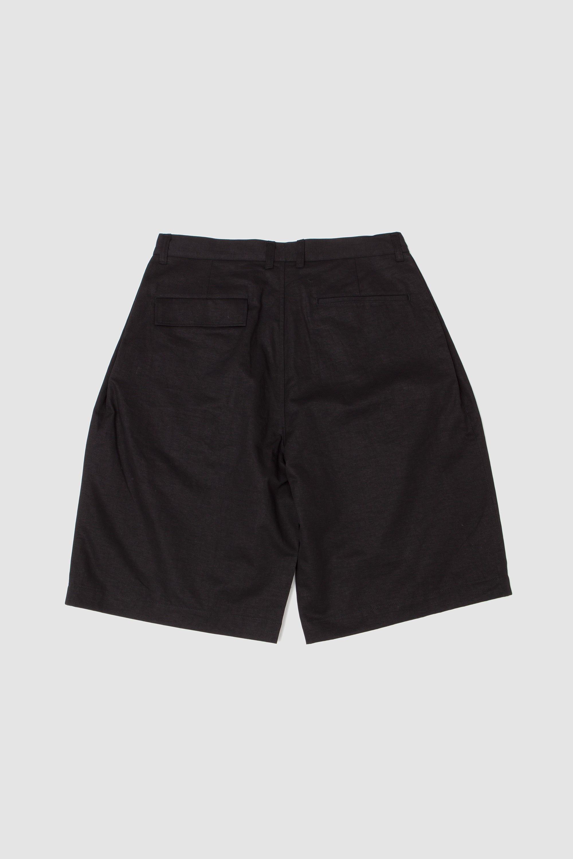 Linen Mixed Wide Shorts Black_4