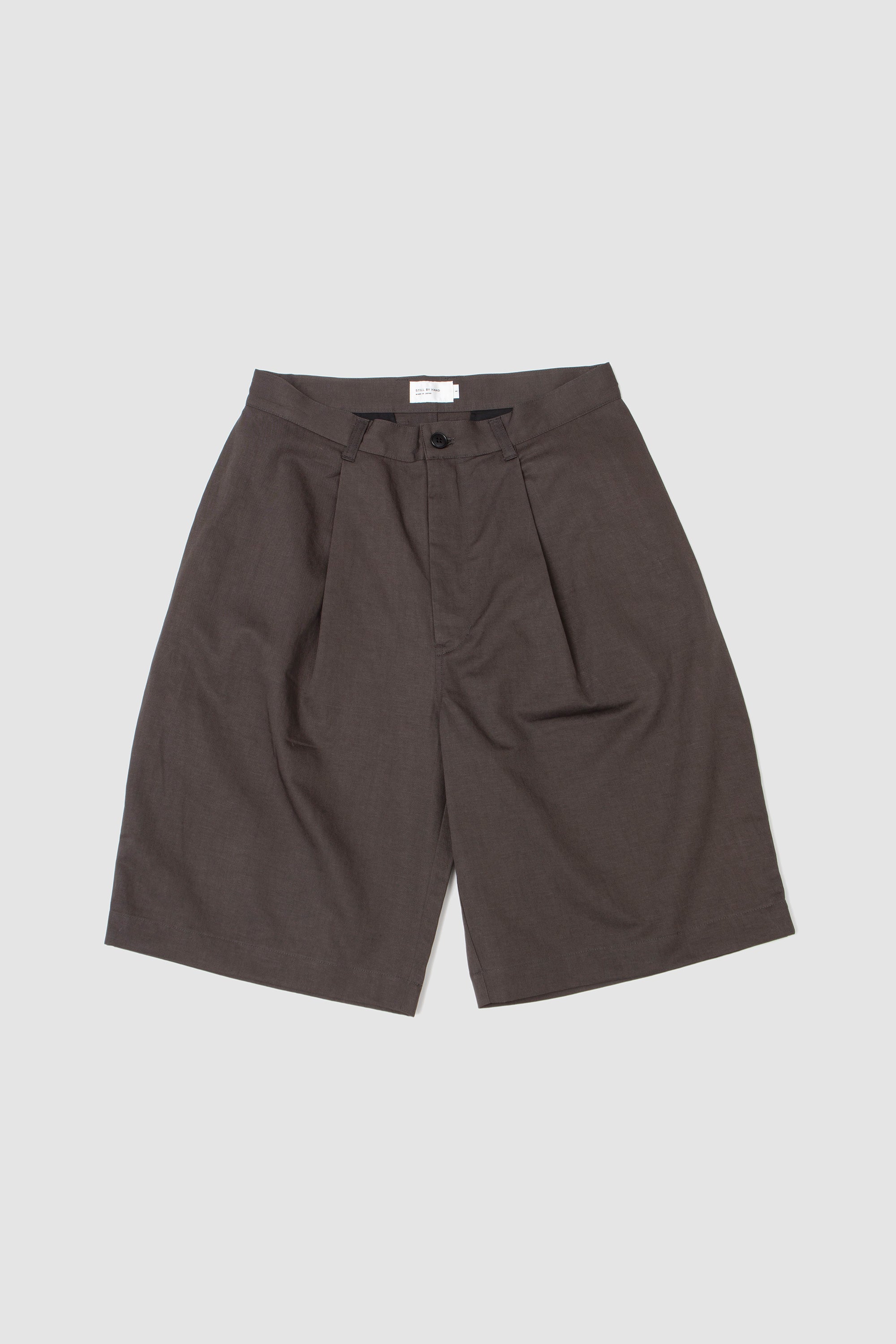 Linen Mixed Wide Shorts Charcoal_1