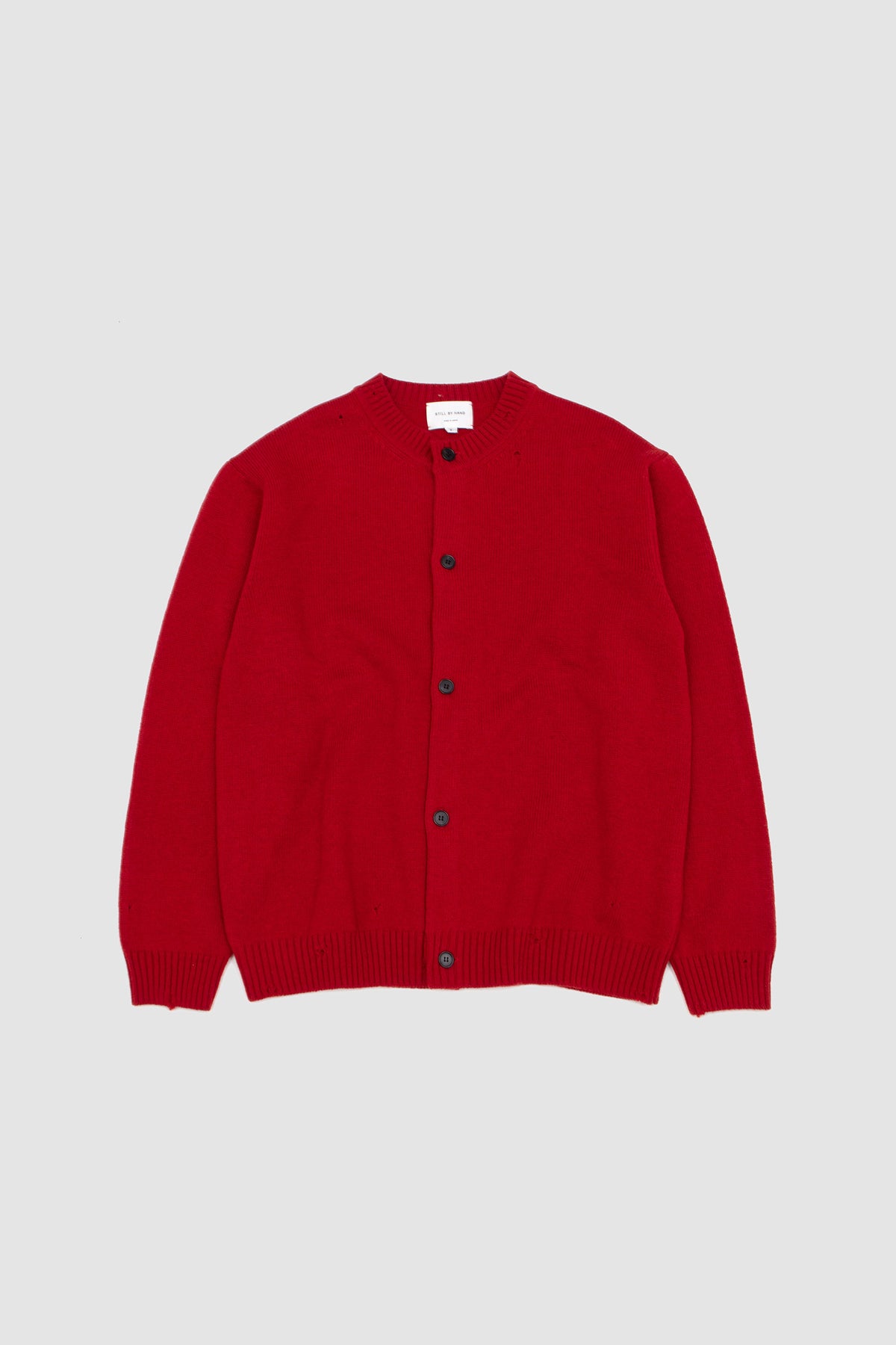 Punched Shetland Cardigan Vermillon Red_1