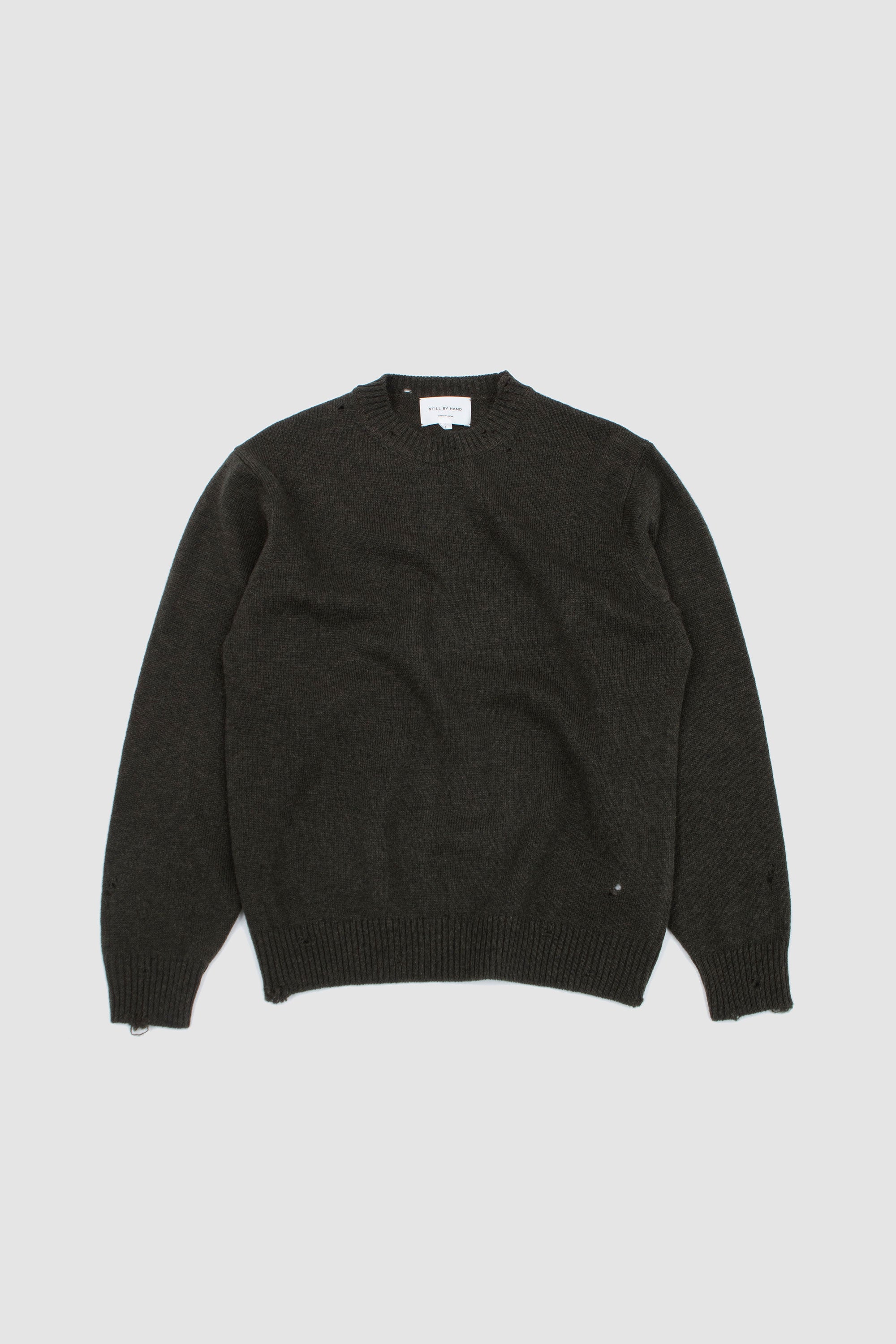 Punched Shetland Sweater Khaki Green_1