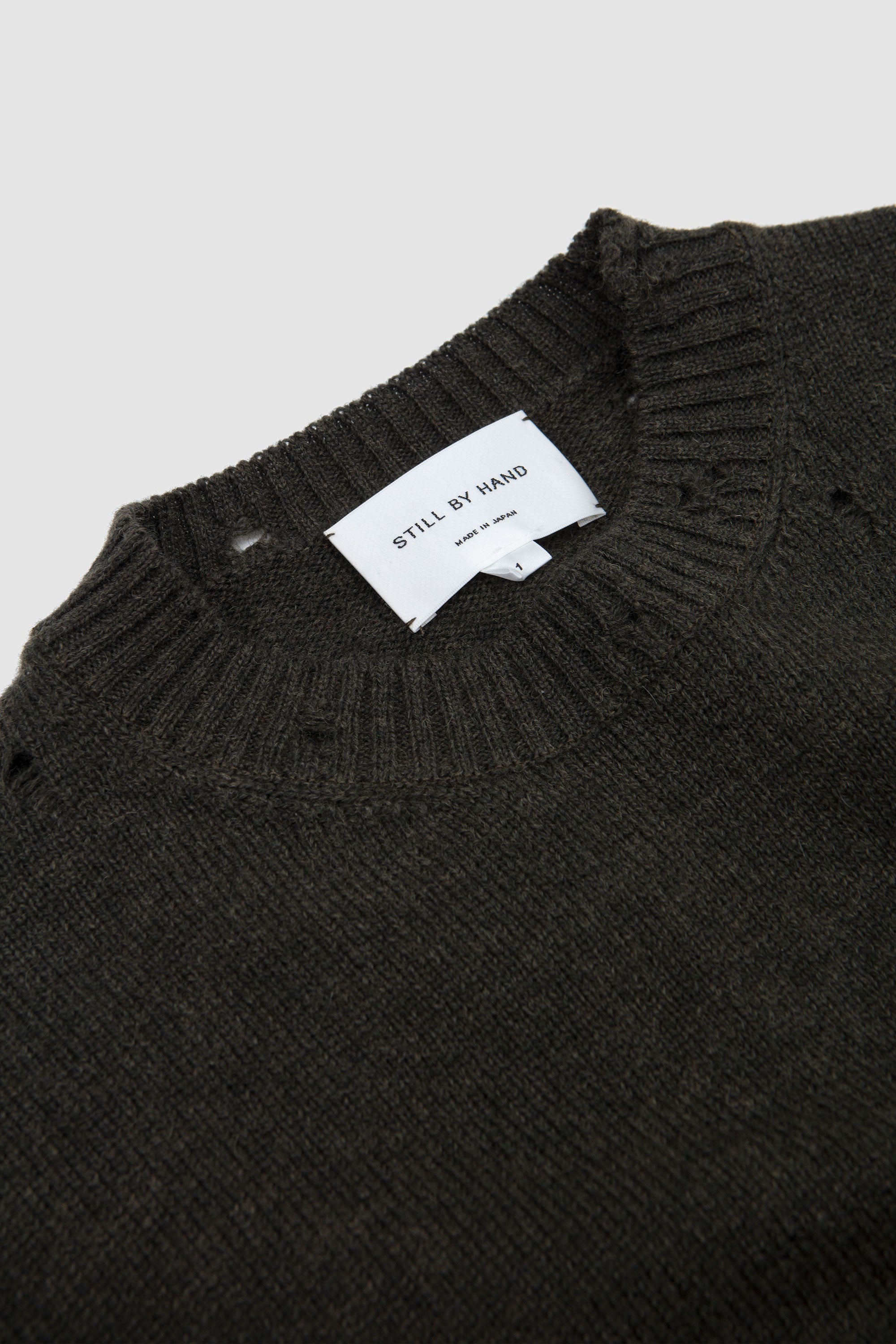 Punched Shetland Sweater Khaki Green