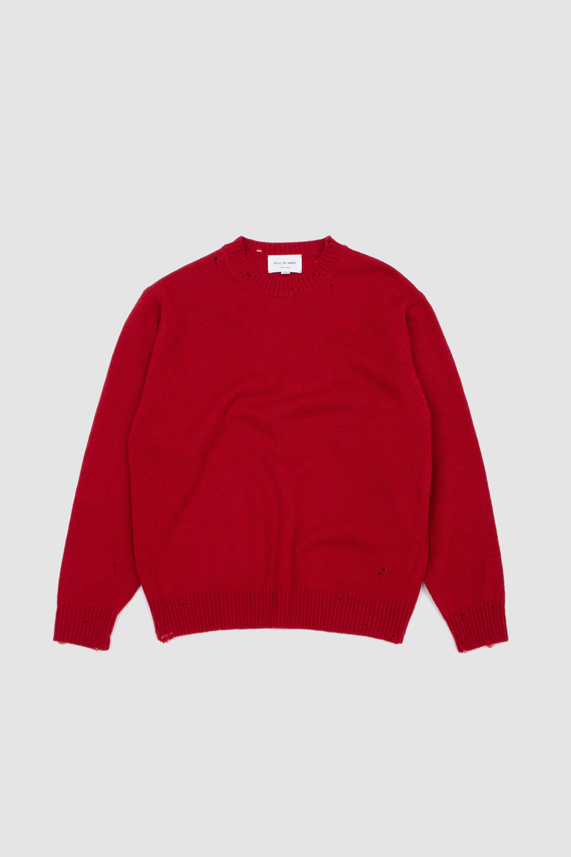 Punched Shetland Sweater Vermilion Red
