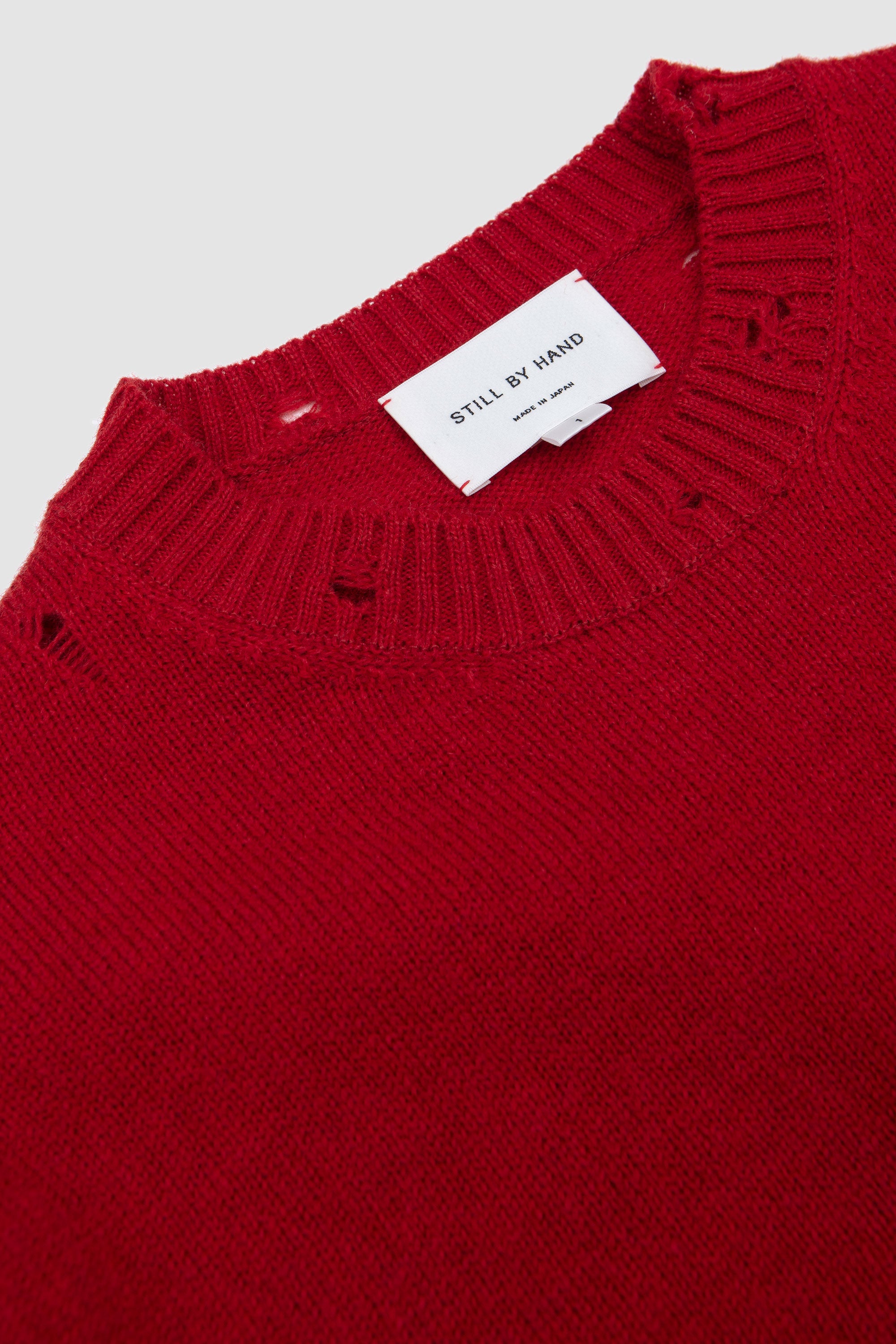 Punched Shetland Sweater Vermilion Red