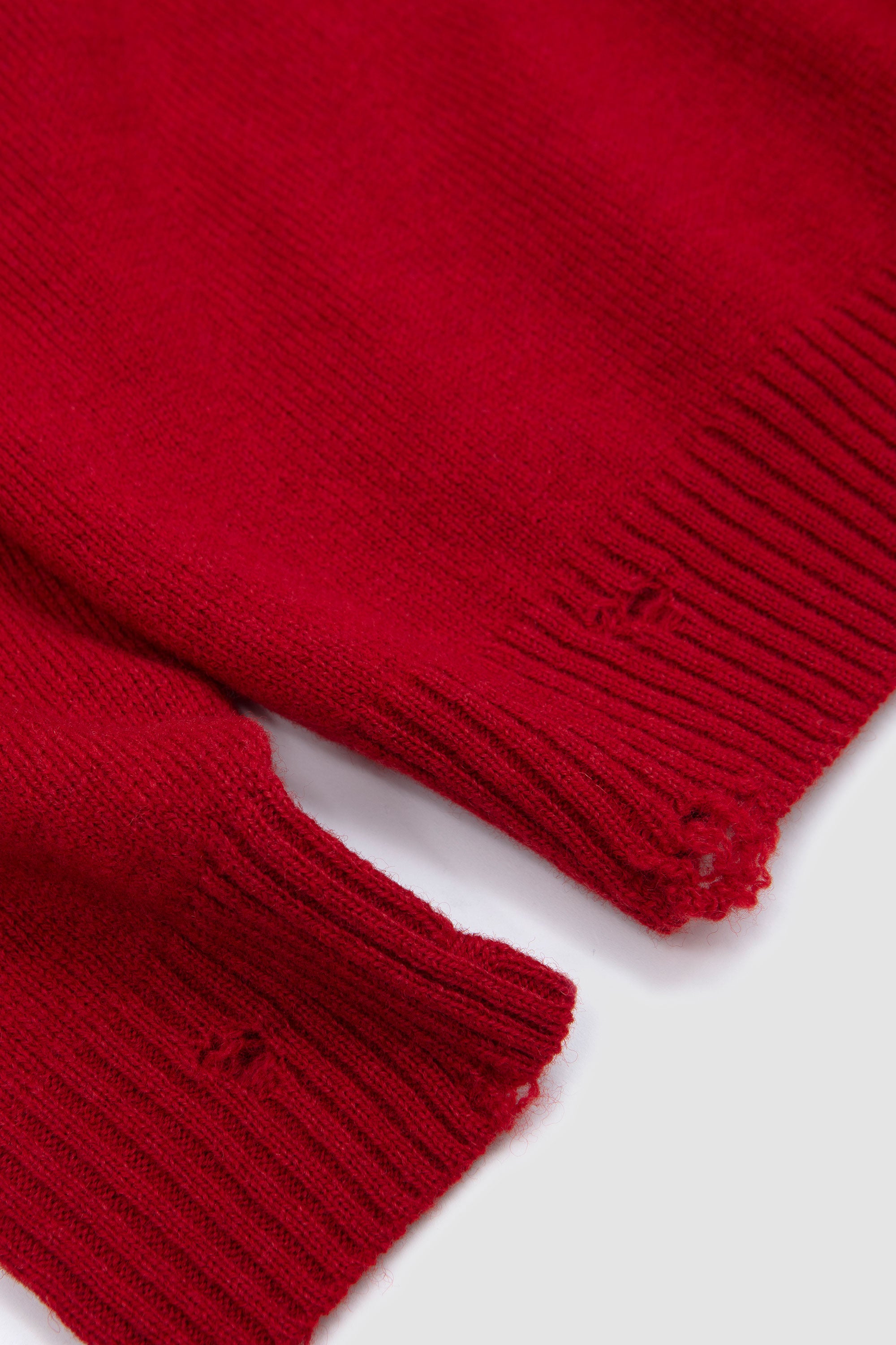 Punched Shetland Sweater Vermilion Red