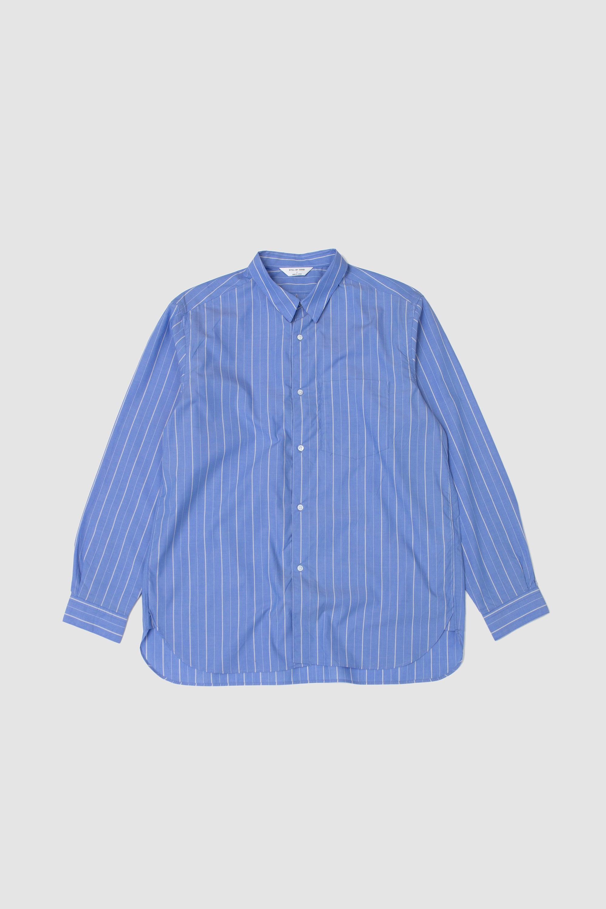 Regular Collar Shirt Blue Stripe_1