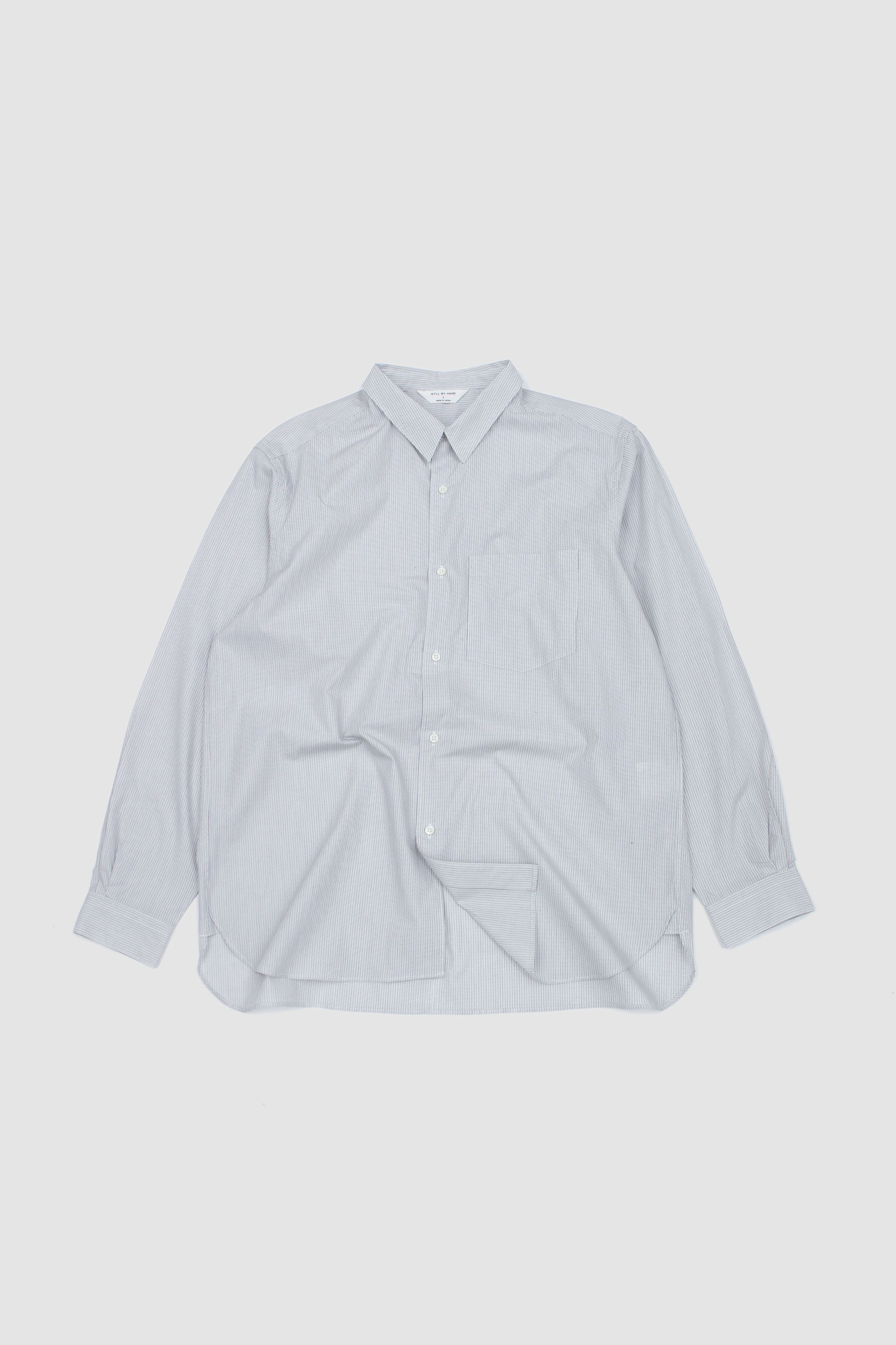 Regular Collar Shirt Grey Stripe_1