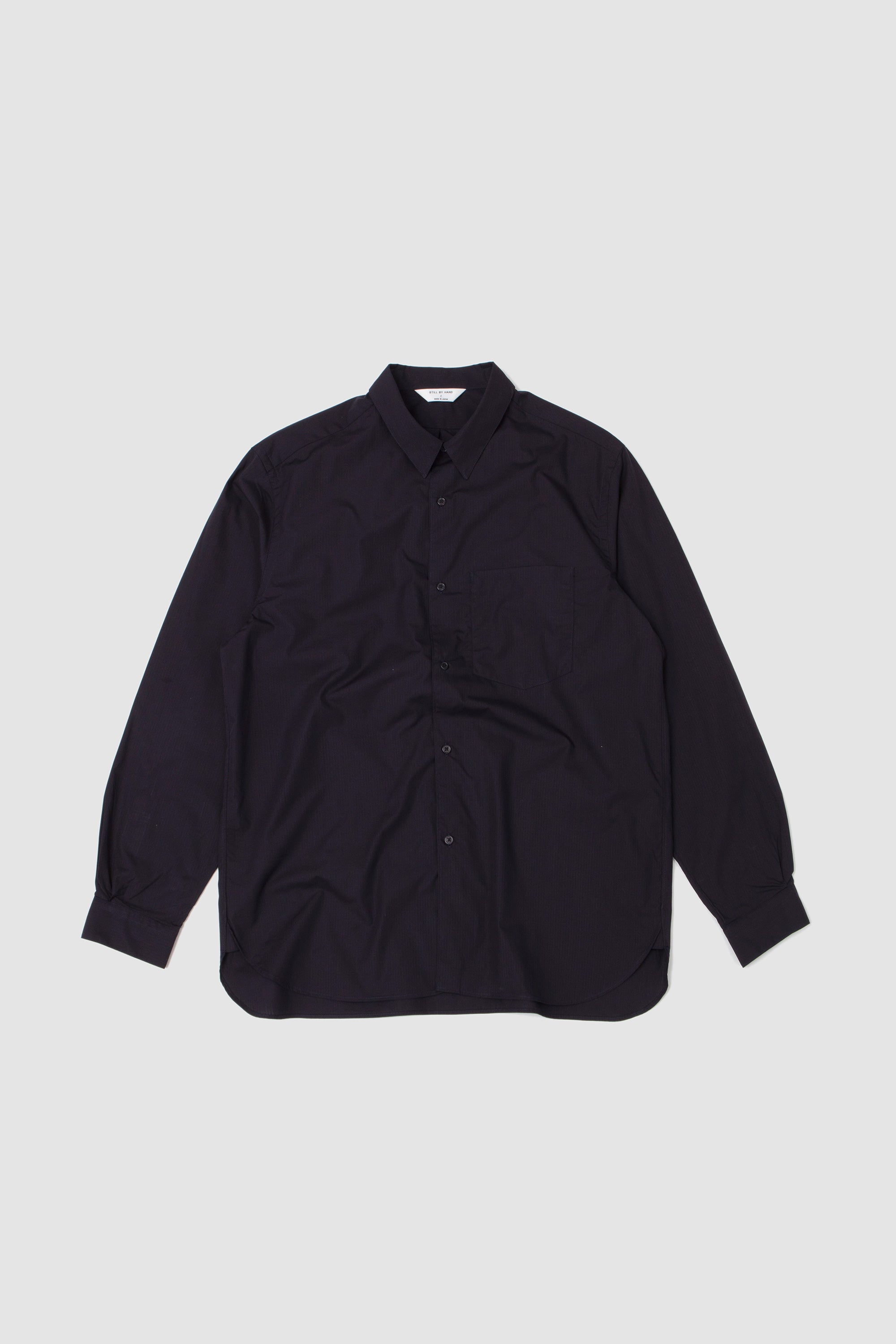 Regular Collar Shirt Navy Stripe_1