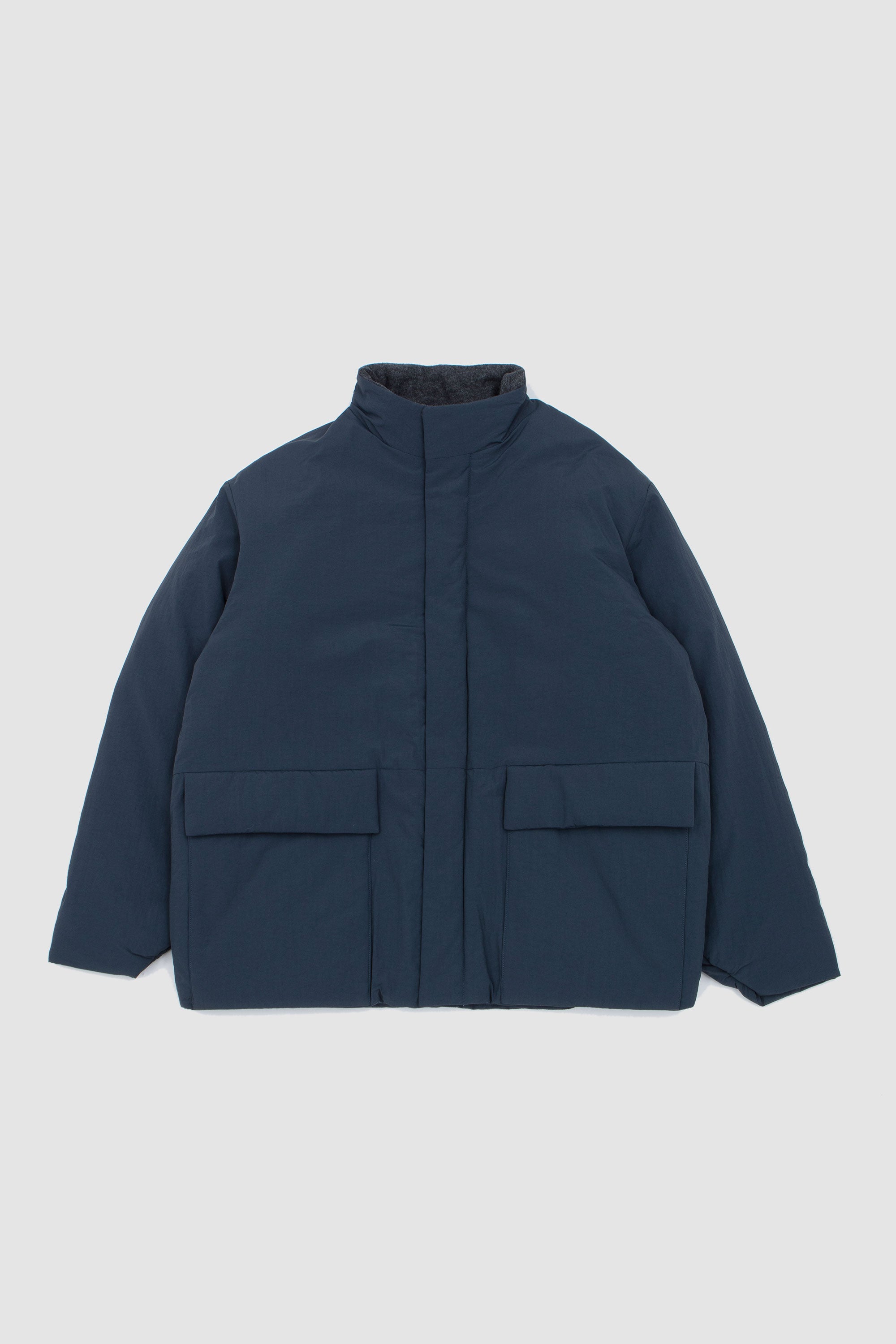 Round Puffy Blouson Teal Blue