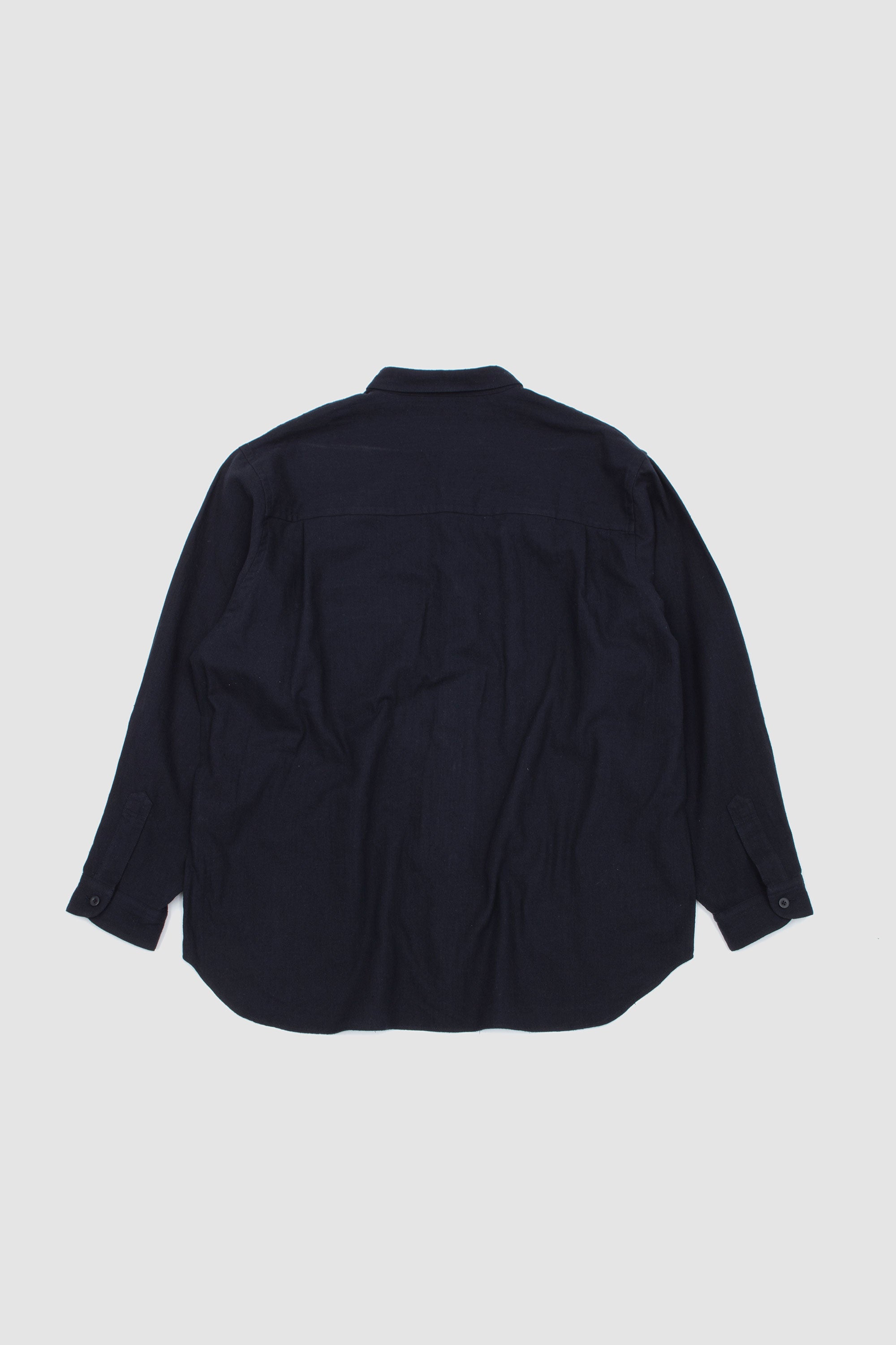Silk Nep Twill Shirt Black Navy_4
