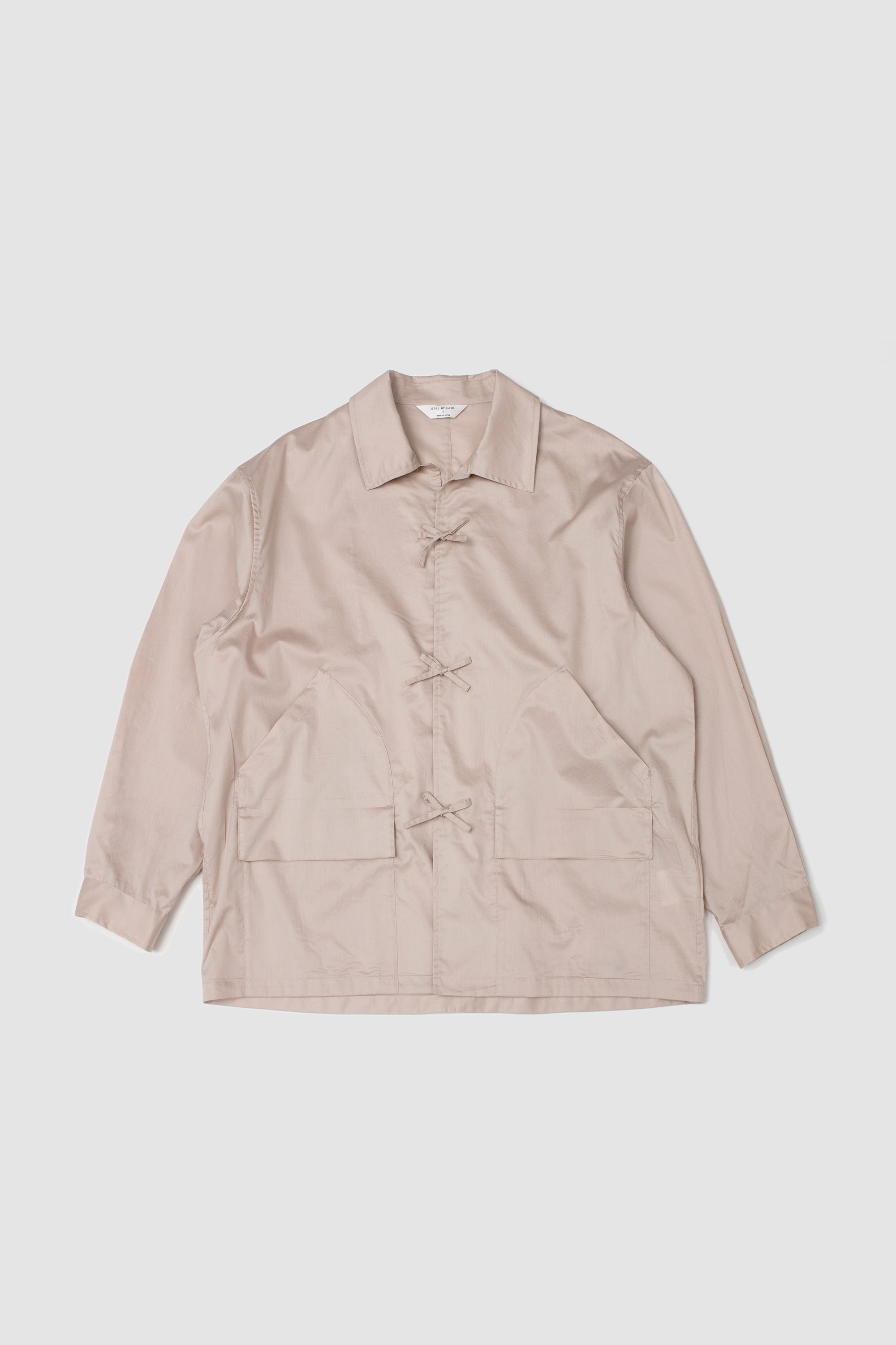String Front Over Shirt Pink Beige_1