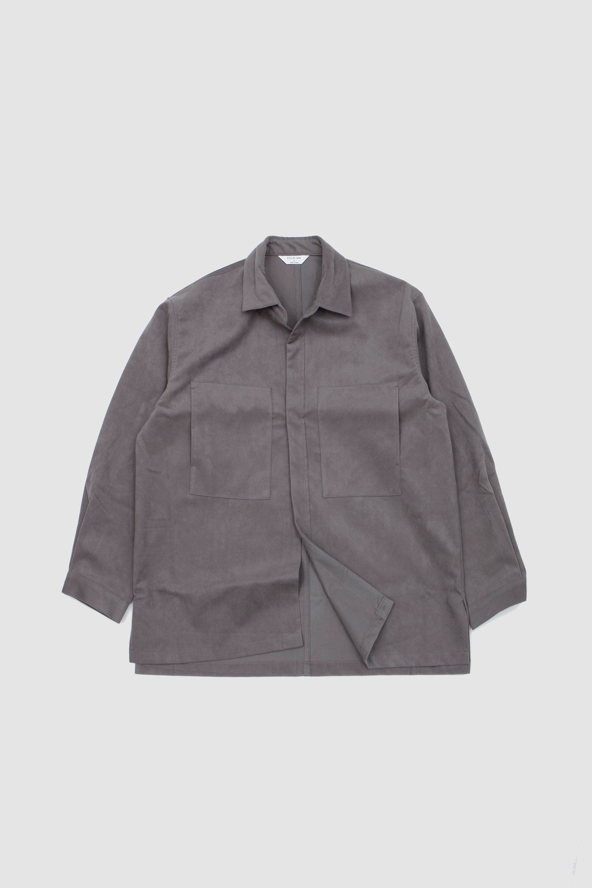 Synthetic Leather Over Shirt Grey