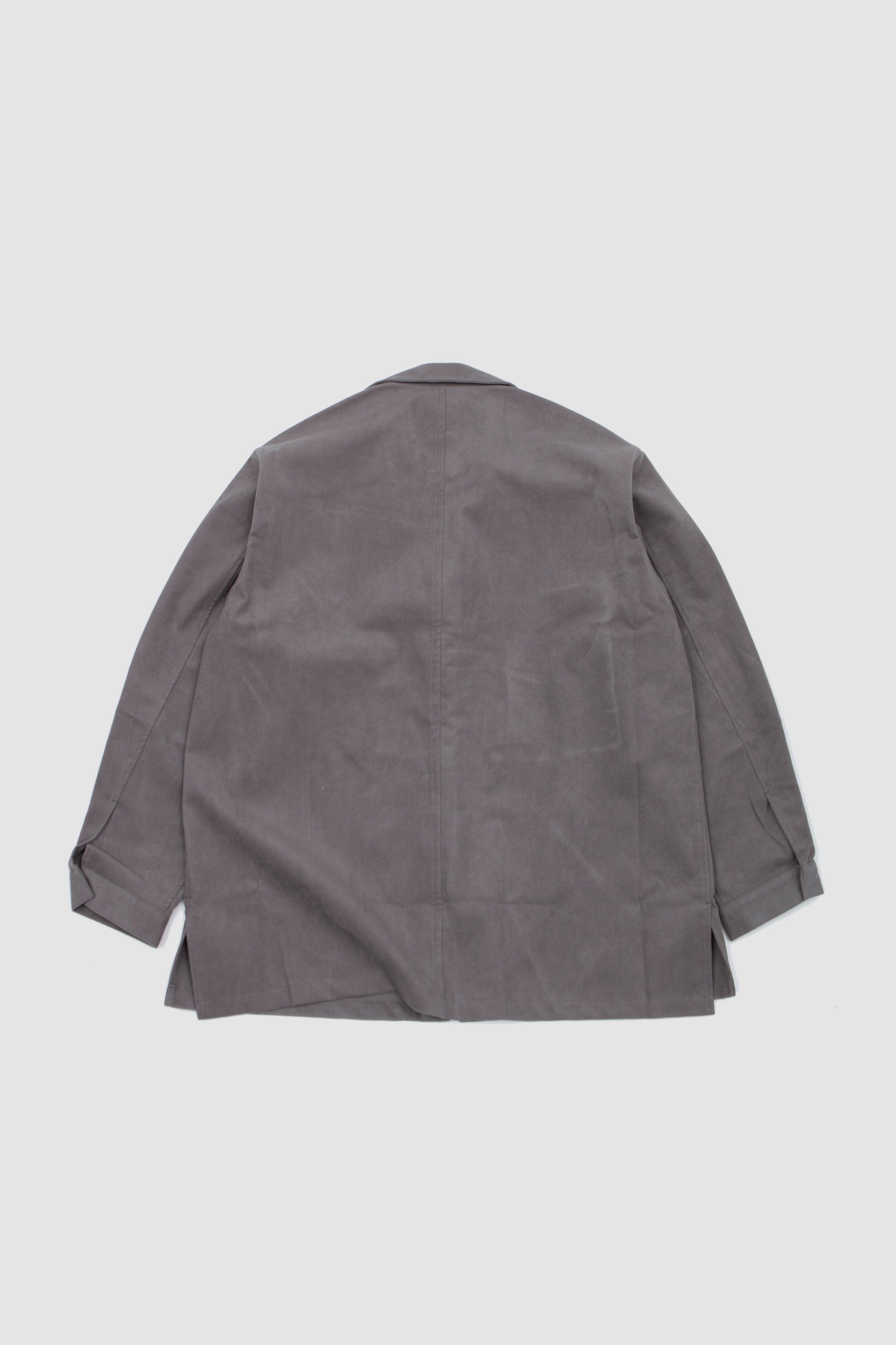 Synthetic Leather Over Shirt Grey_4