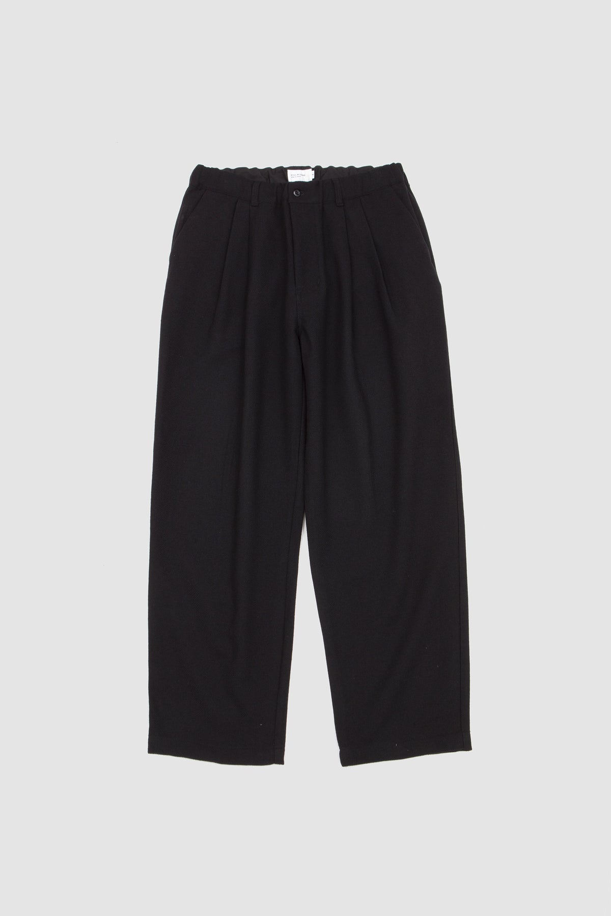 Wool Mixed Deep Tuck Pants Black_1