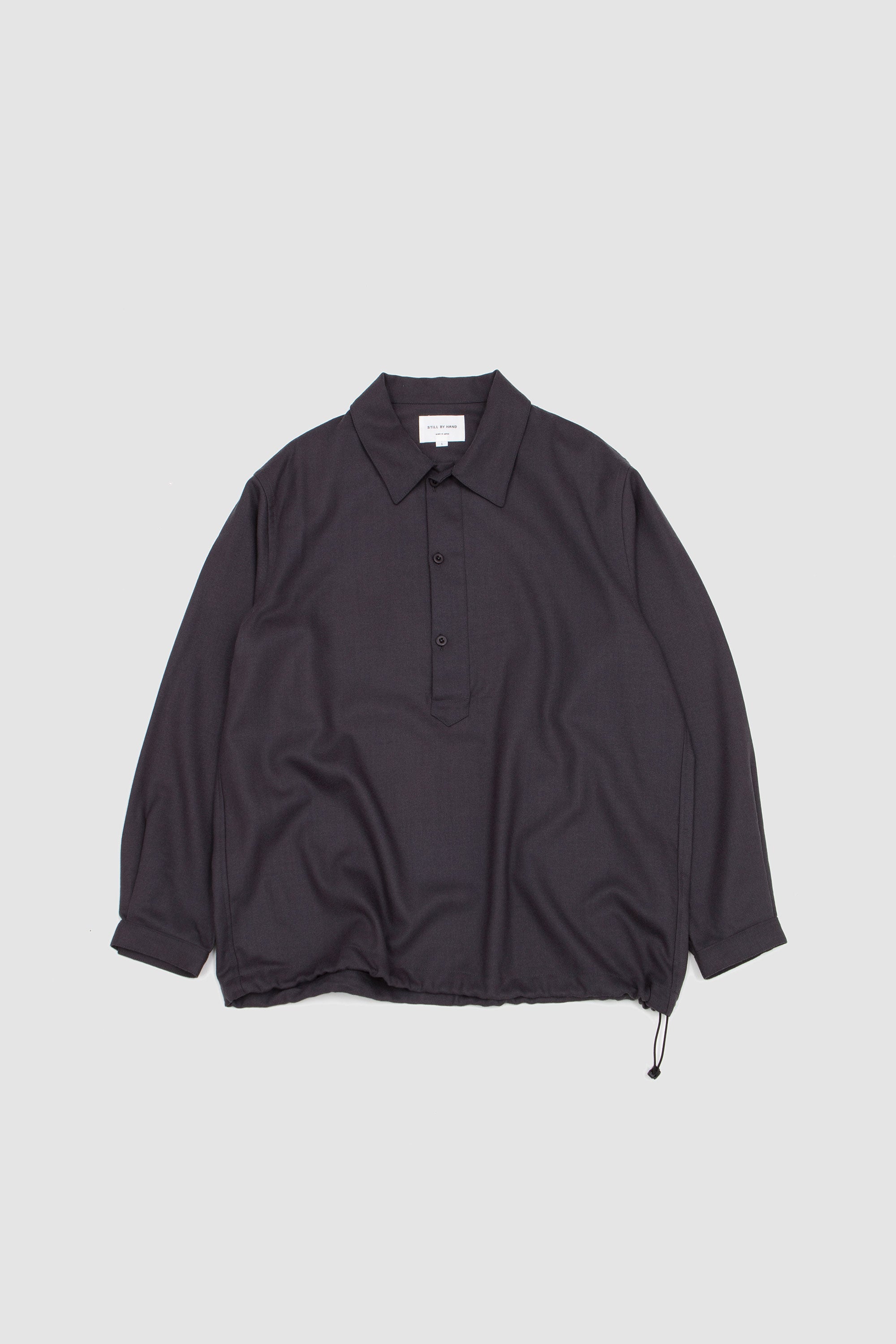 SPORTIVO [Overall shirt graphic grid check cotton slate blue/ off