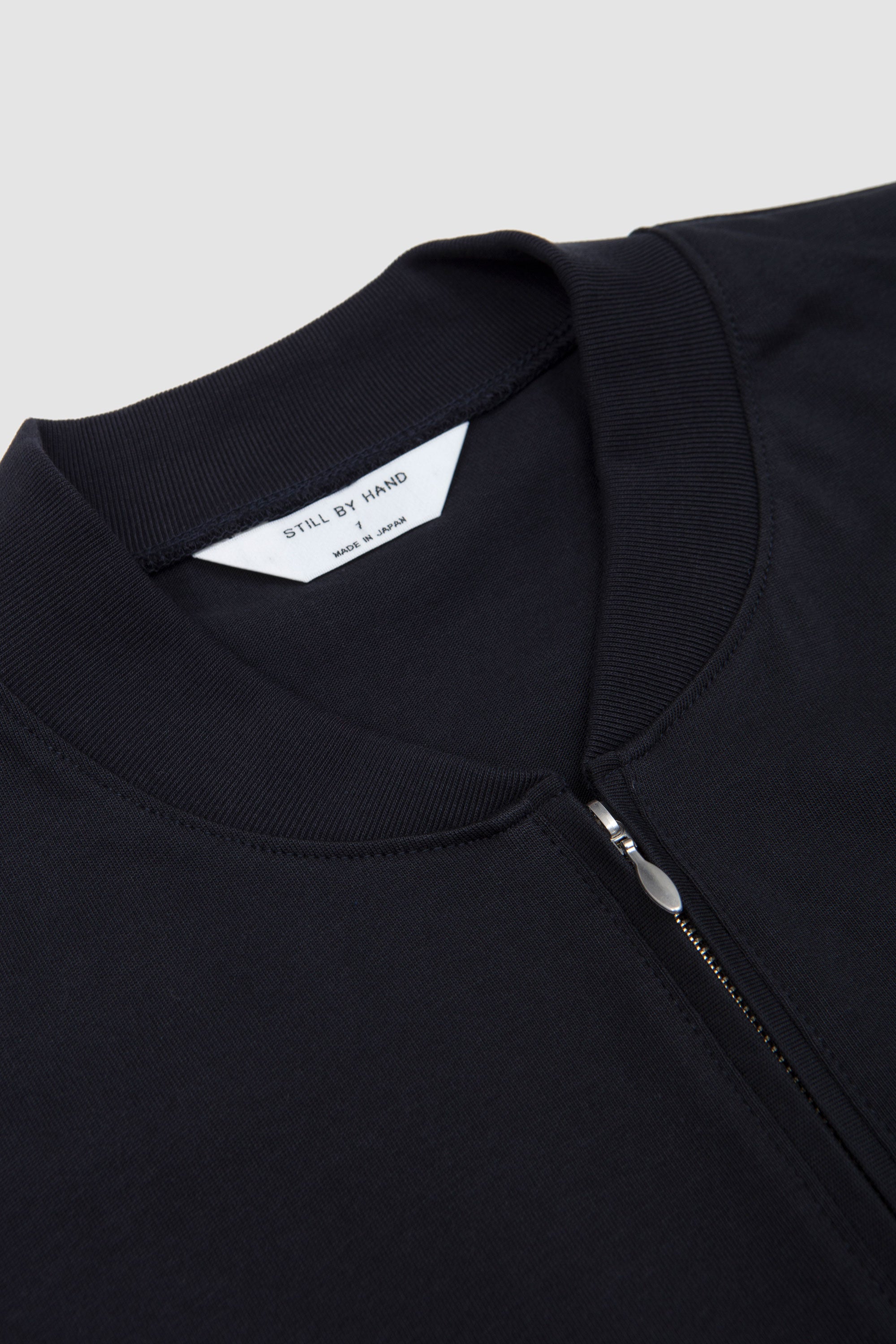 Zip Up Cotton Jumper Black Navy