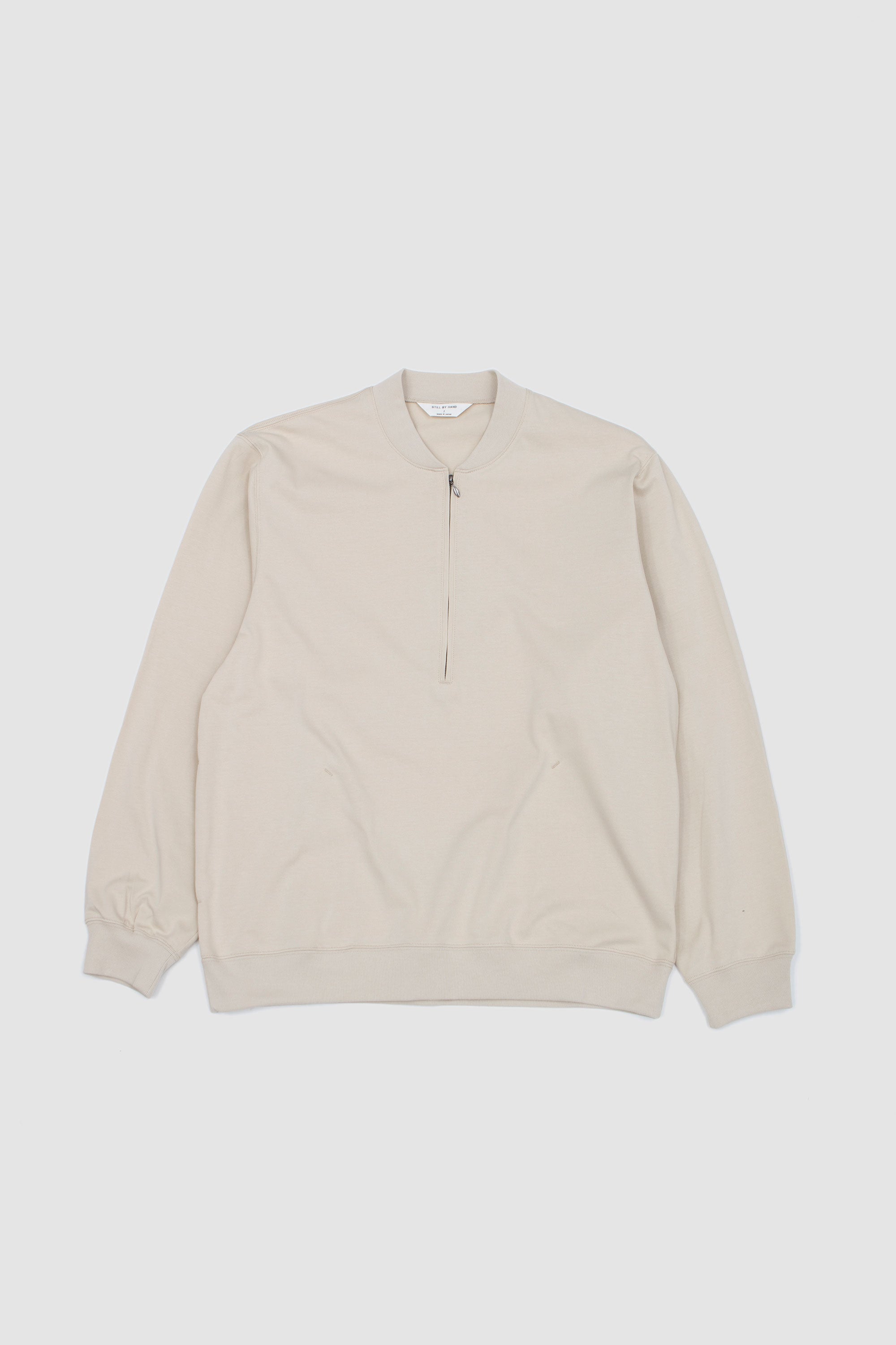 Zip Up Cotton Jumper Light Beige