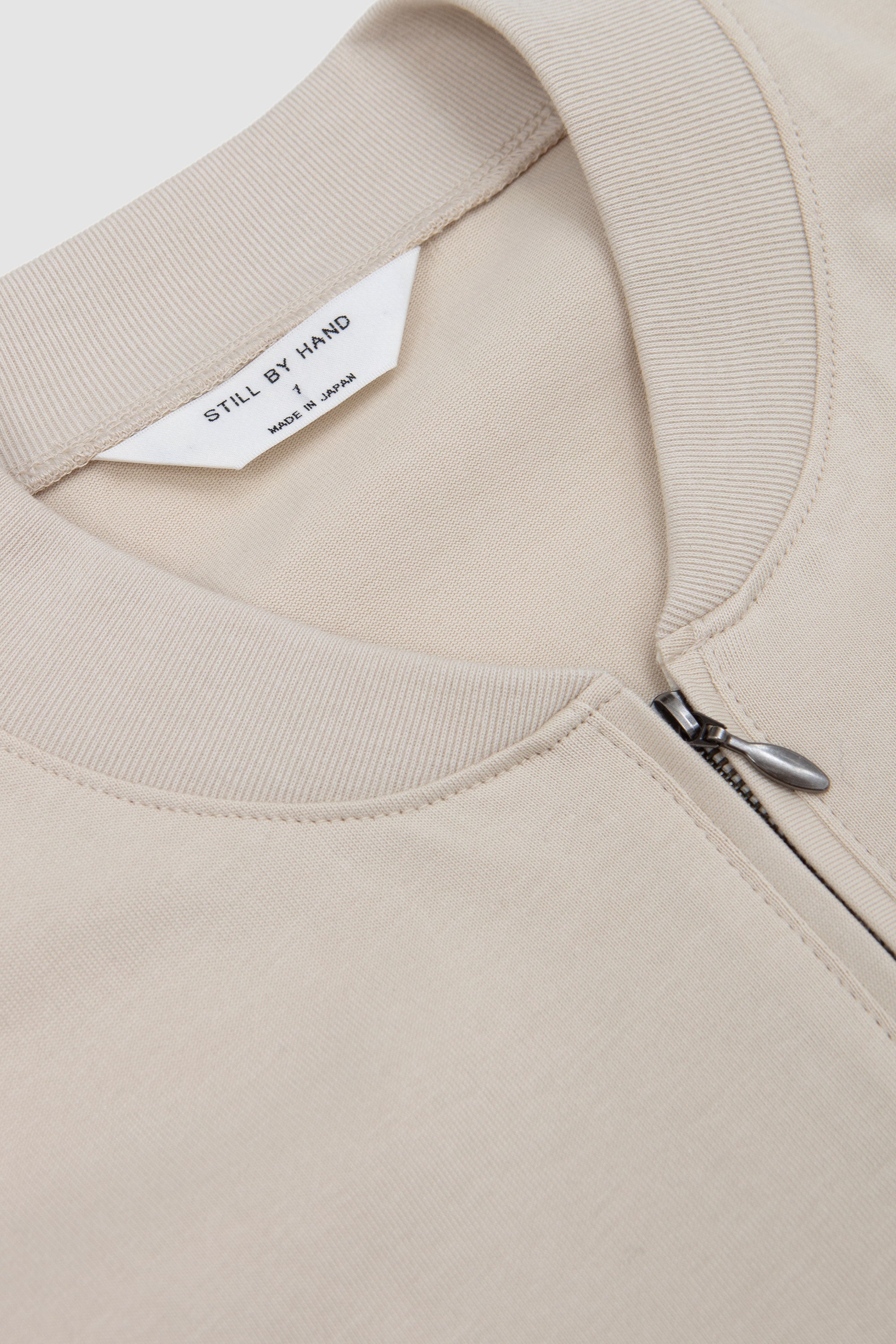 Zip Up Cotton Jumper Light Beige_2