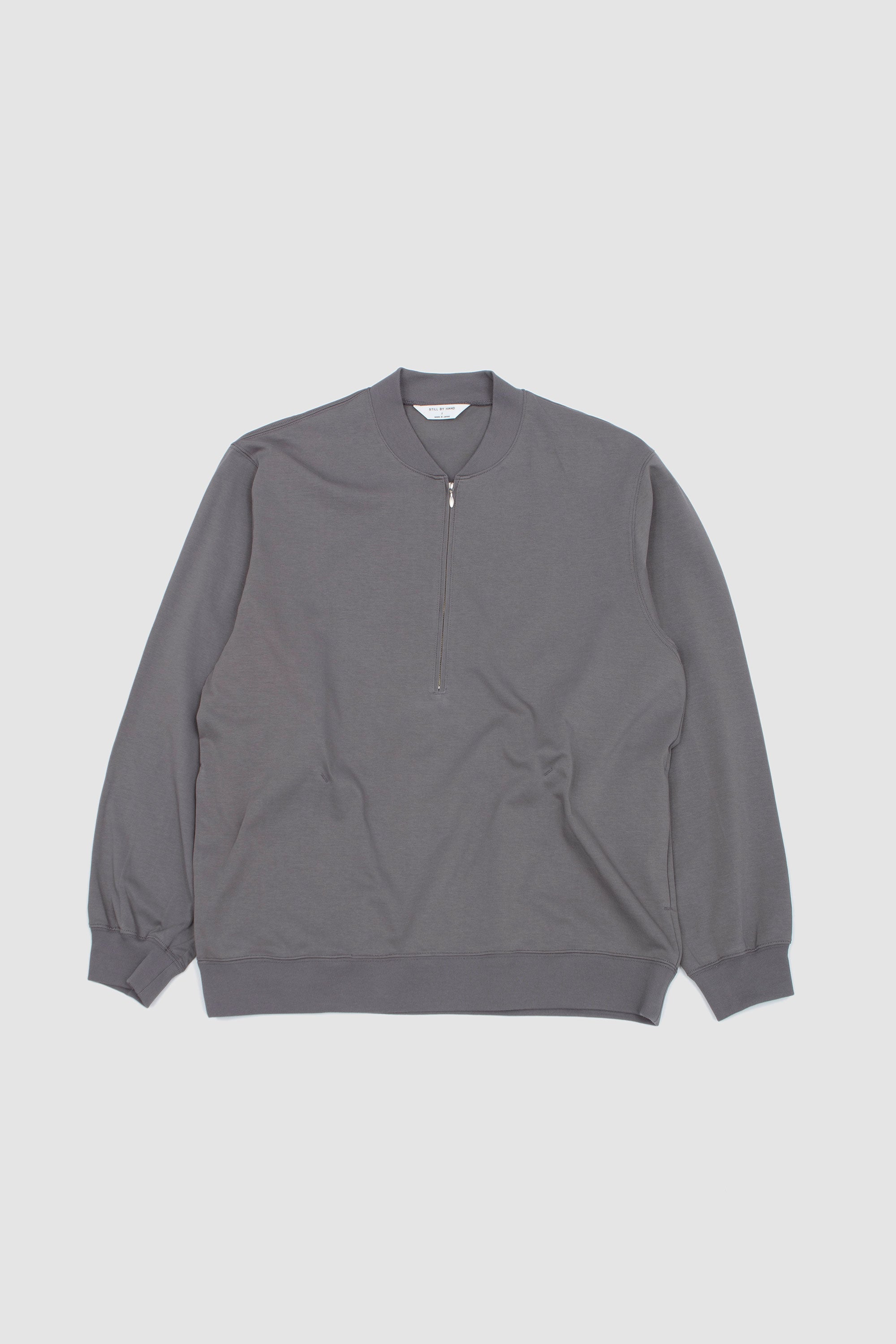 Zip Up Cotton Jumper Slate Grey